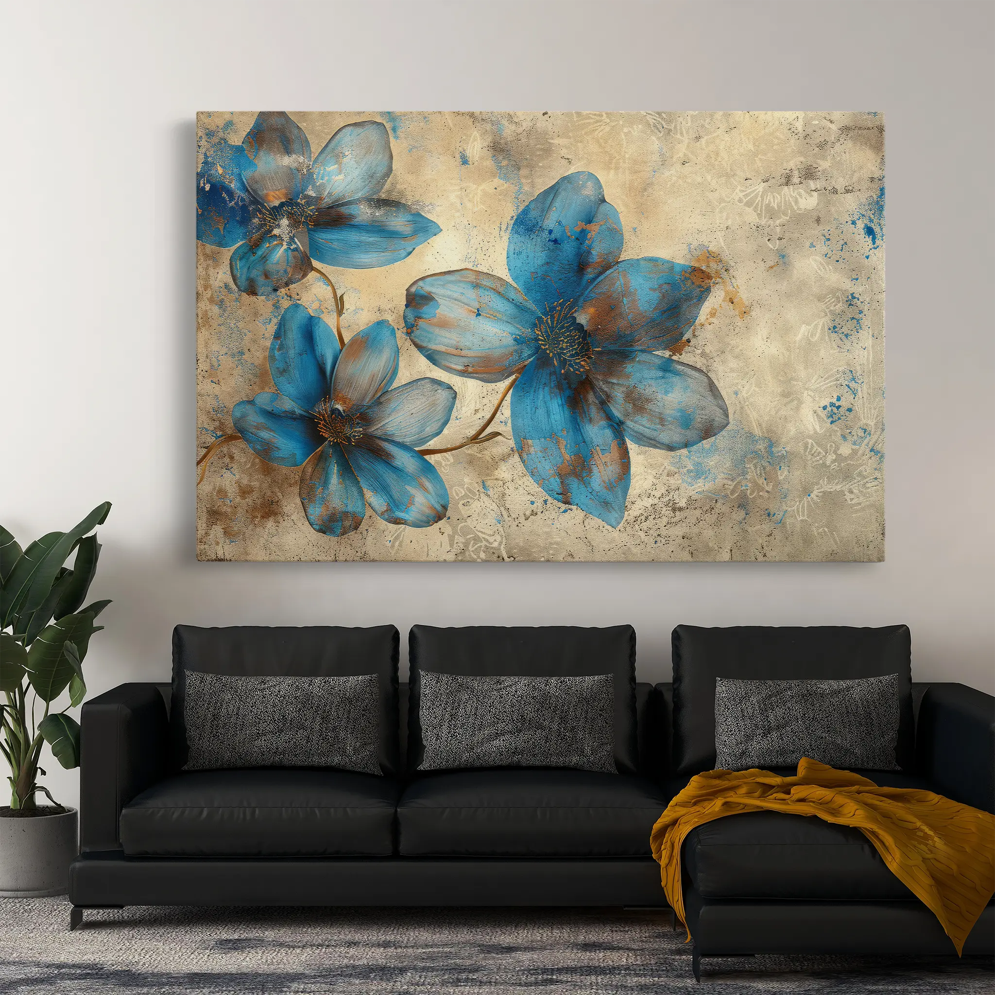 Floral Canvas Wall Art WAD379-F 90 x 60 cm / Stretched on hidden frame