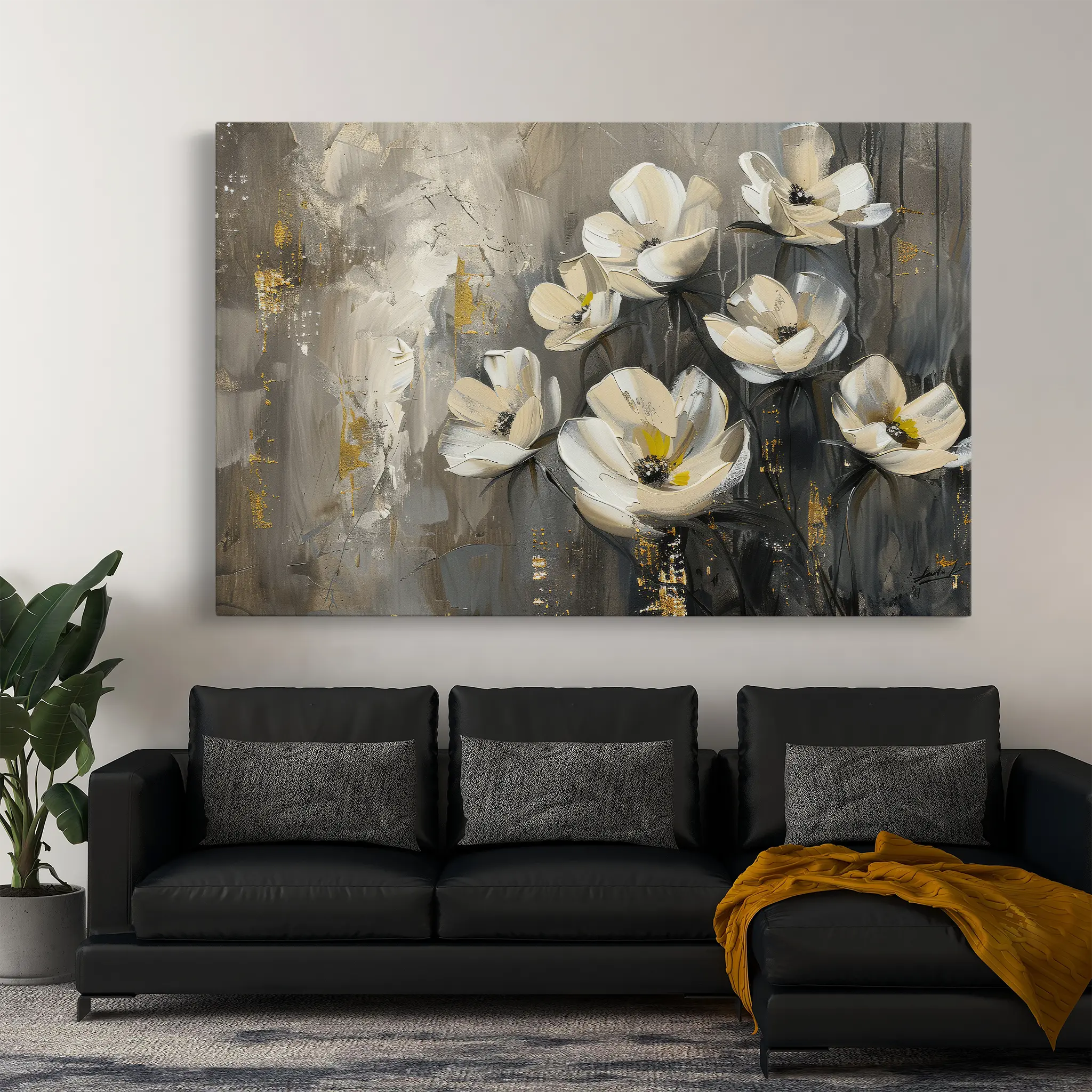 Floral Canvas Wall Art WAD383-F 90 x 60 cm / Stretched on hidden frame