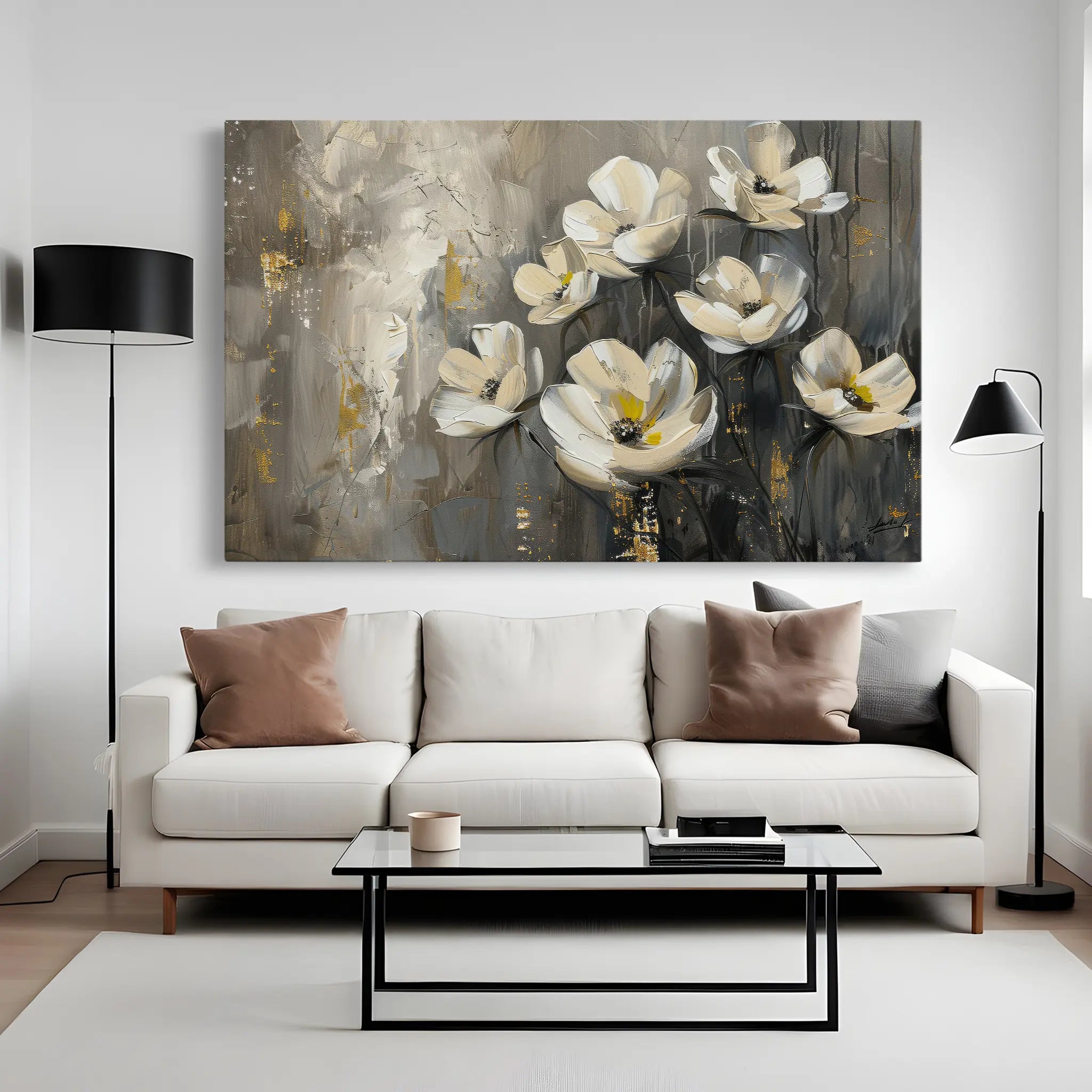 Floral Canvas Wall Art WAD383-F 90 x 60 cm / Stretched on hidden frame