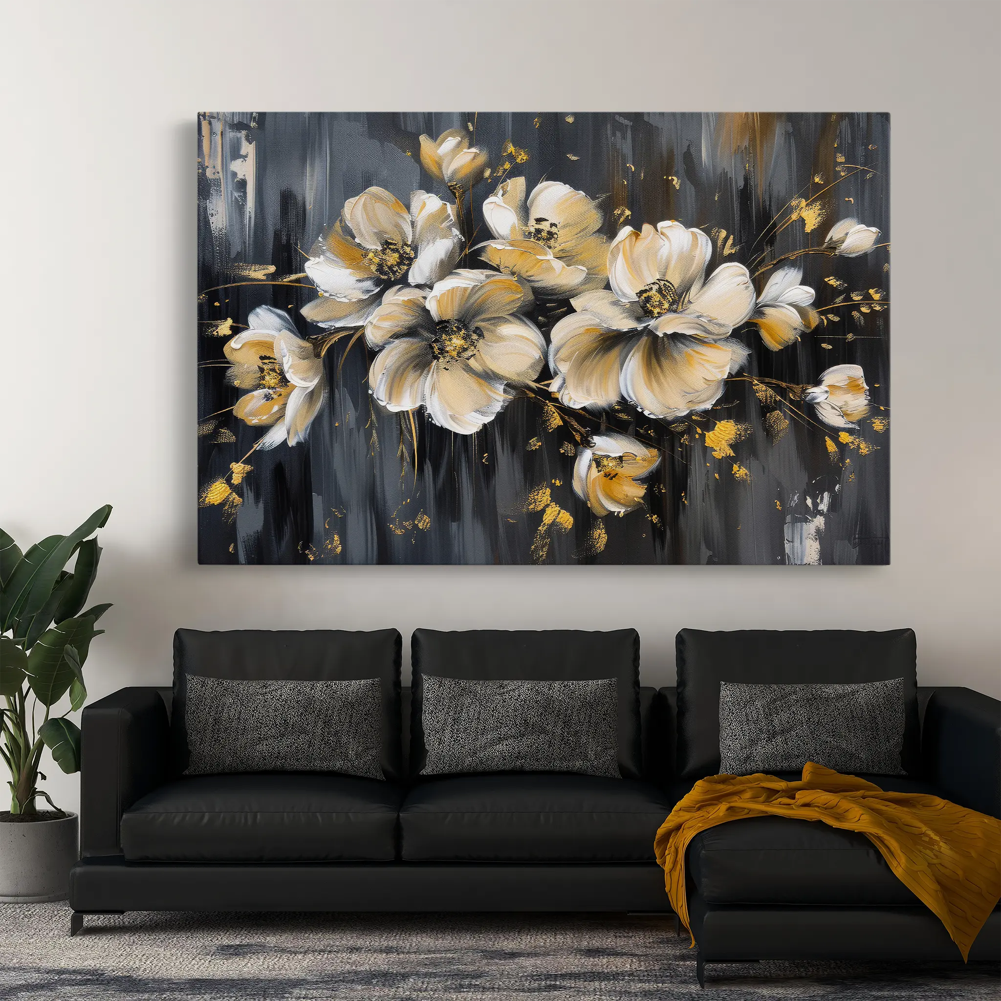 Floral Canvas Wall Art WAD384-F 90 x 60 cm / Stretched on hidden frame