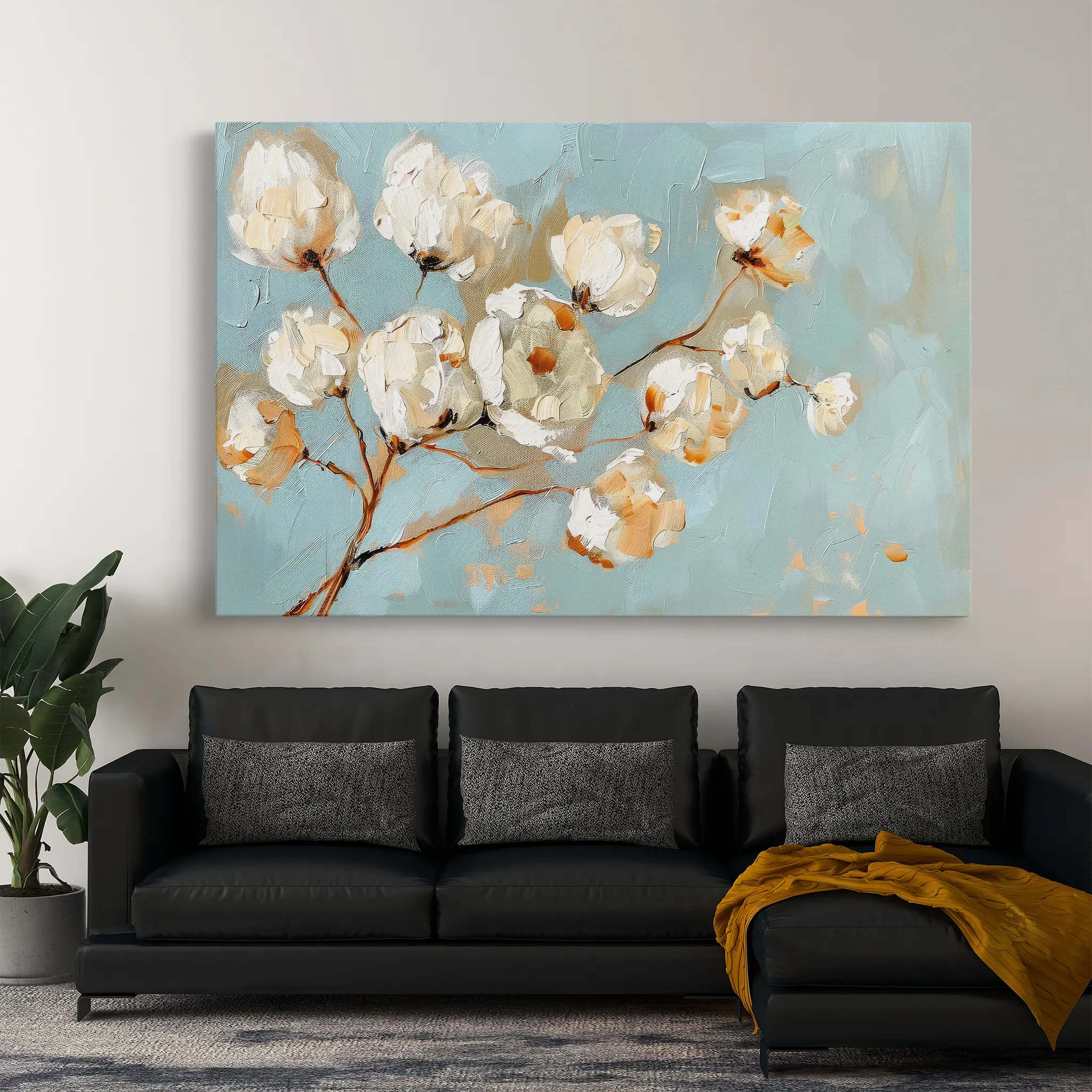 Floral Canvas Wall Art WAD387-F 90 x 60 cm / Stretched on hidden frame