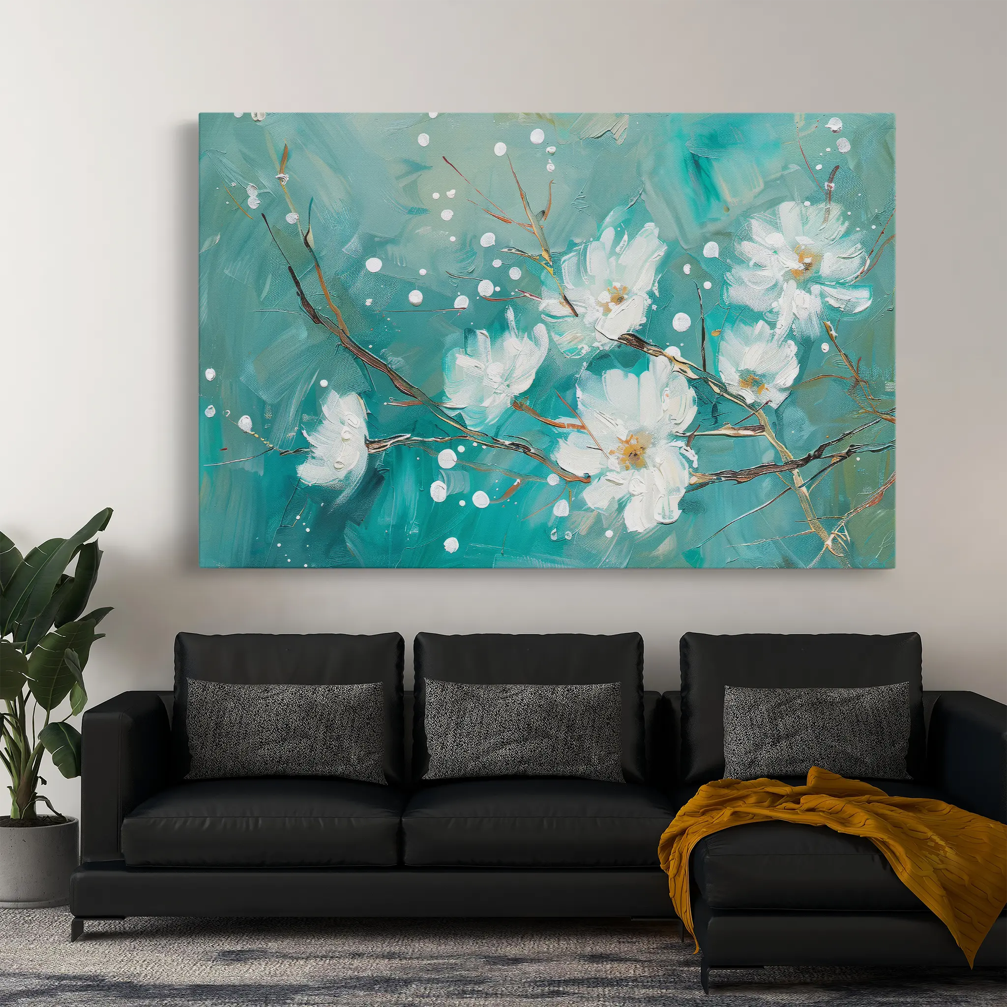 Floral Canvas Wall Art WAD389-F 90 x 60 cm / Stretched on hidden frame