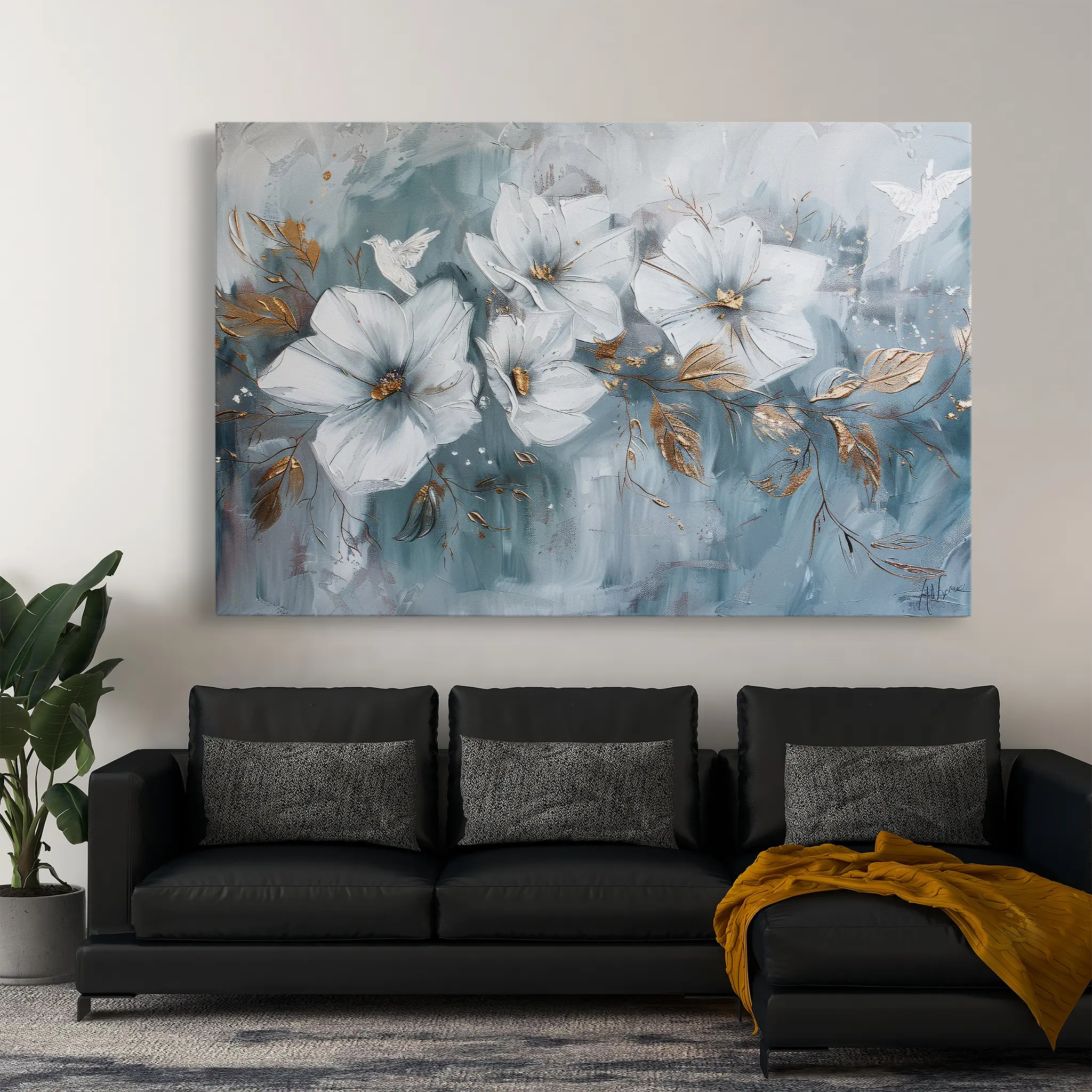 Floral Canvas Wall Art WAD391-F 90 x 60 cm / Stretched on hidden frame