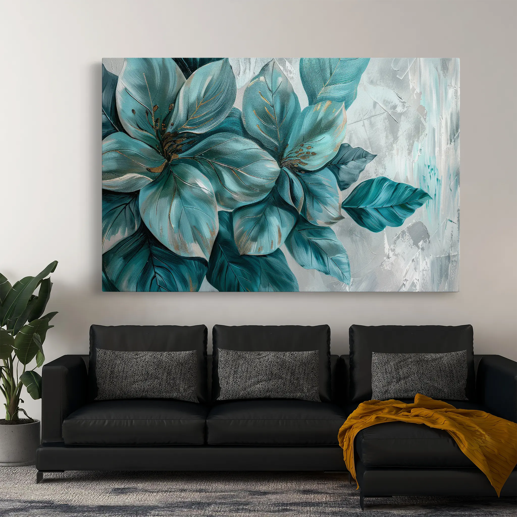 Floral Canvas Wall Art WAD393-F 90 x 60 cm / Stretched on hidden frame