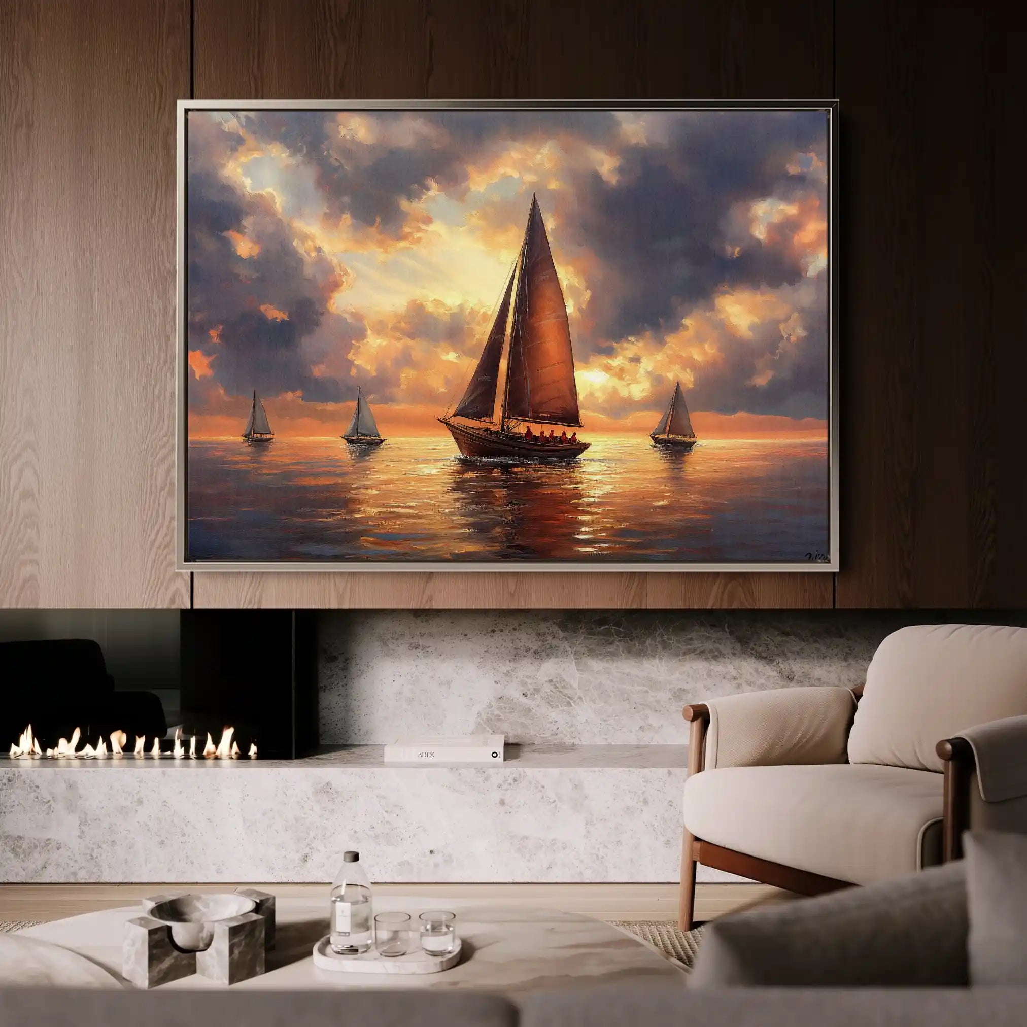 Landscape 393 Canvas Art 90 x 60 cm / Stretched on hidden frame