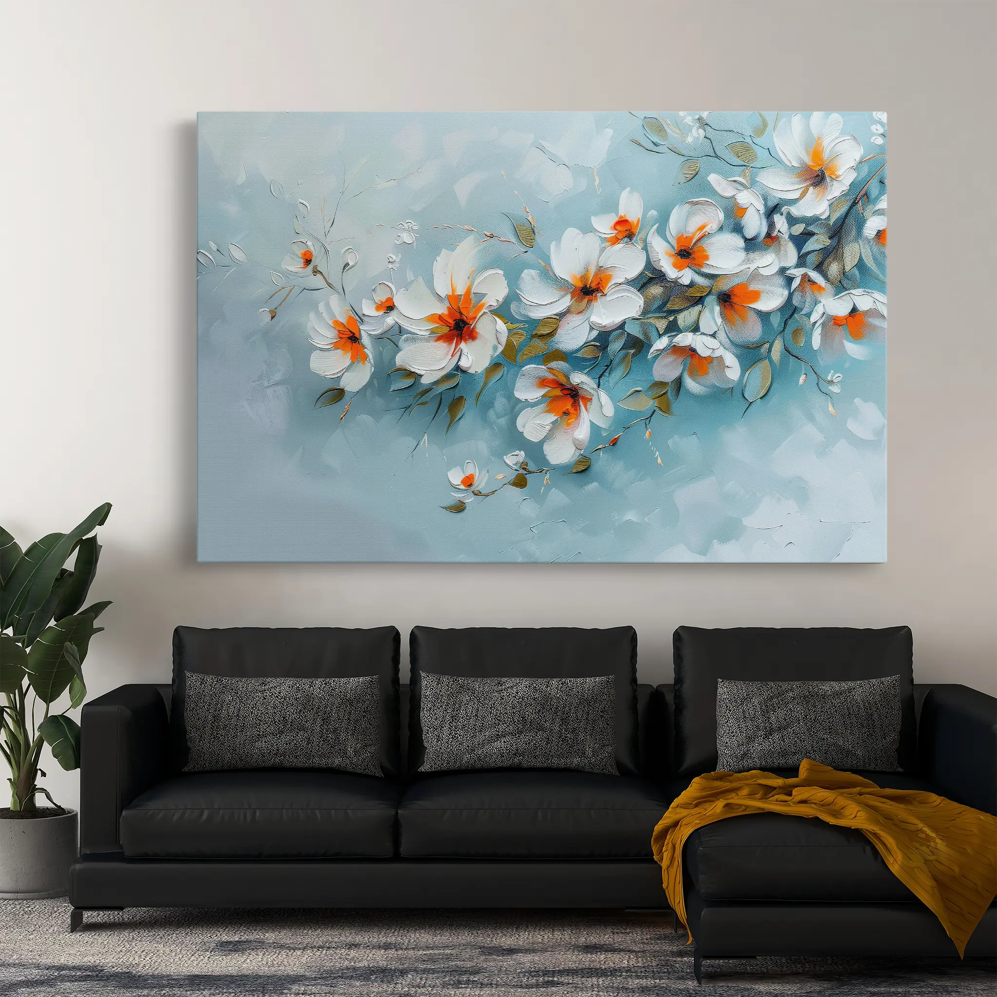 Floral Canvas Wall Art WAD410-F 90 x 60 cm / Stretched on hidden frame