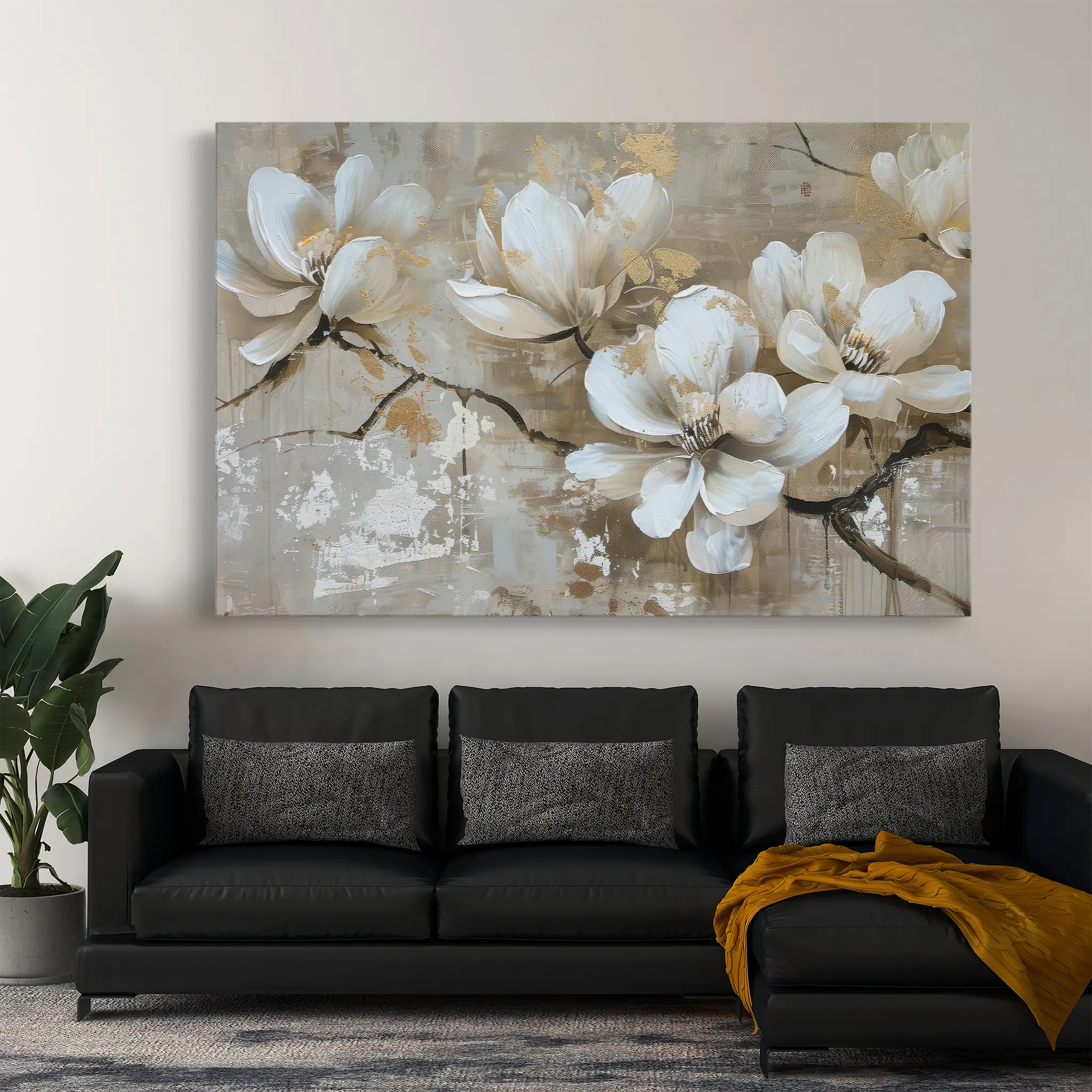 Floral Canvas Wall Art WAD425-F 90 x 60 cm / Stretched on hidden frame