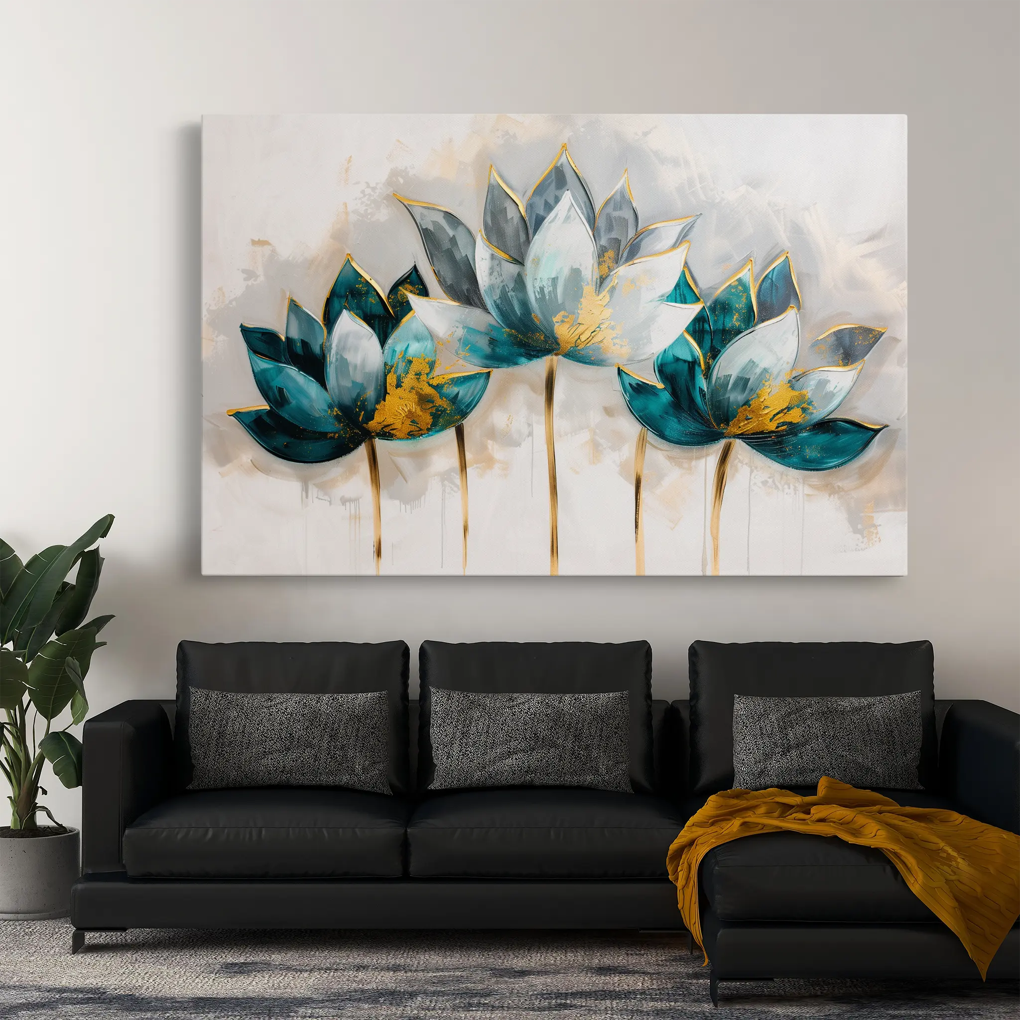 Floral Canvas Wall Art WAD435-F 90 x 60 cm / Stretched on hidden frame