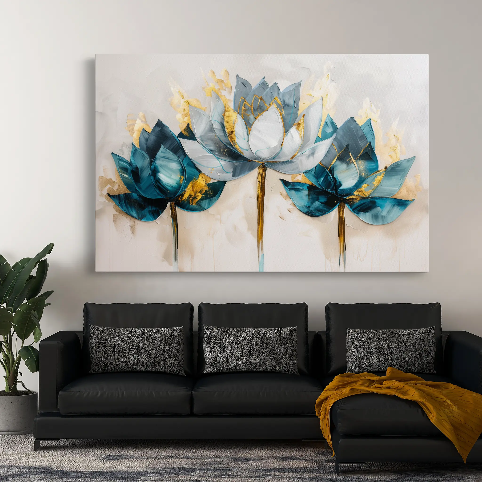 Floral Canvas Wall Art WAD436-F 90 x 60 cm / Stretched on hidden frame