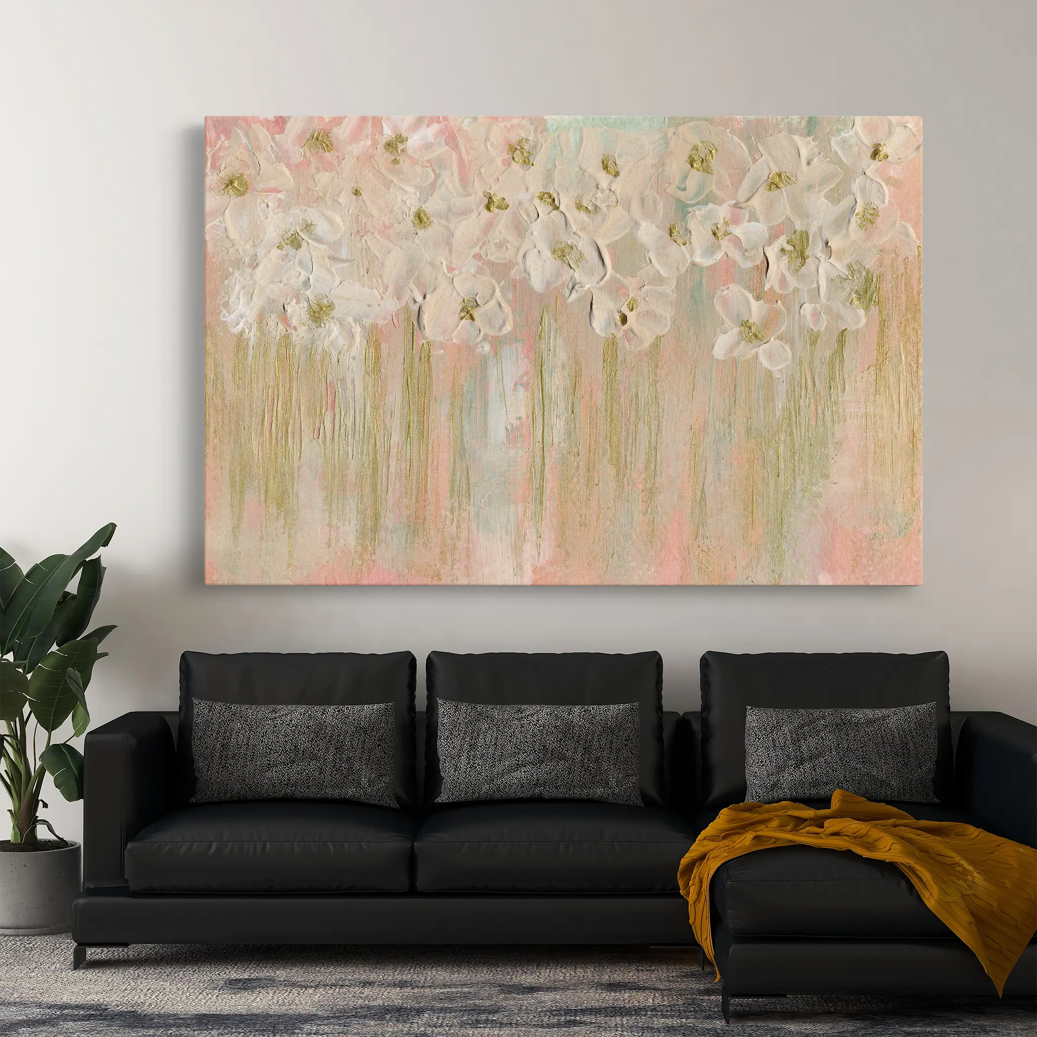 Floral Canvas Wall Art WAD439-F 90 x 60 cm / Stretched on hidden frame