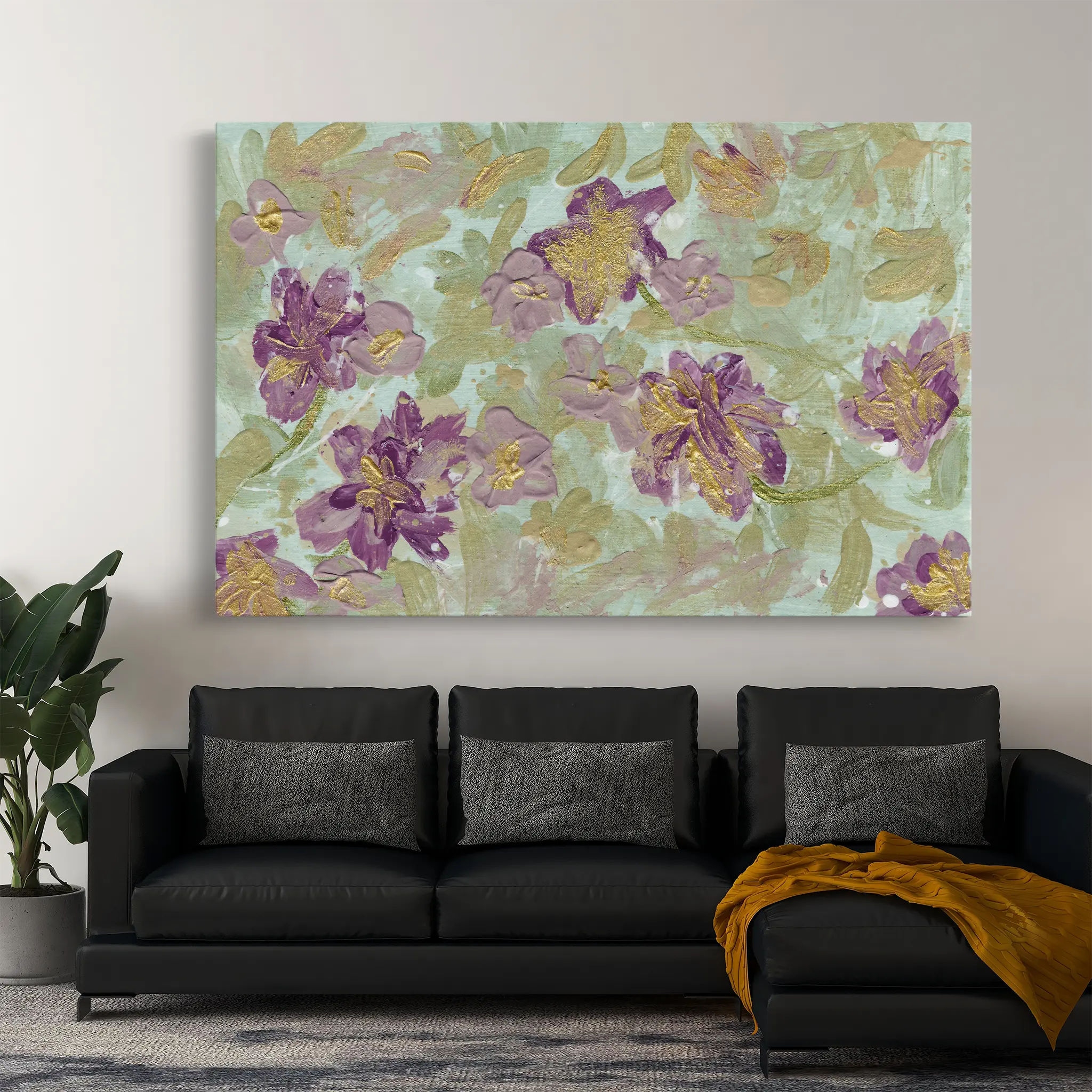 Floral Canvas Wall Art WAD441-F 90 x 60 cm / Stretched on hidden frame