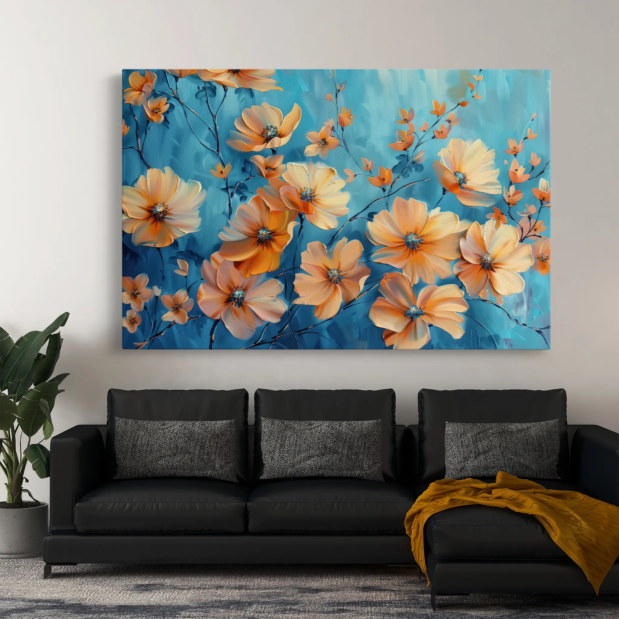 Floral Canvas Wall Art WAD452-F 90 x 60 cm / Stretched on hidden frame