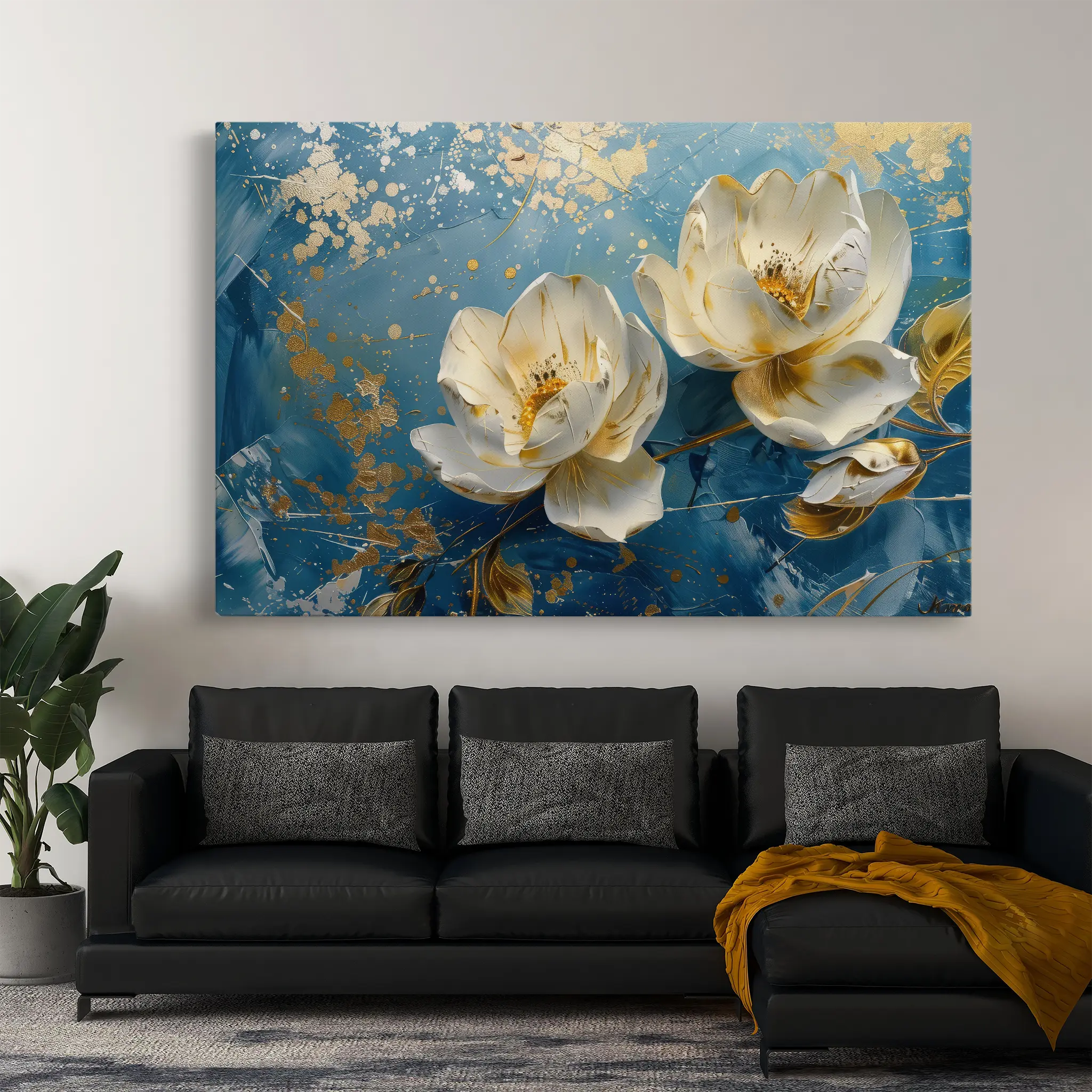 Floral Canvas Wall Art WAD458-F 90 x 60 cm / Stretched on hidden frame