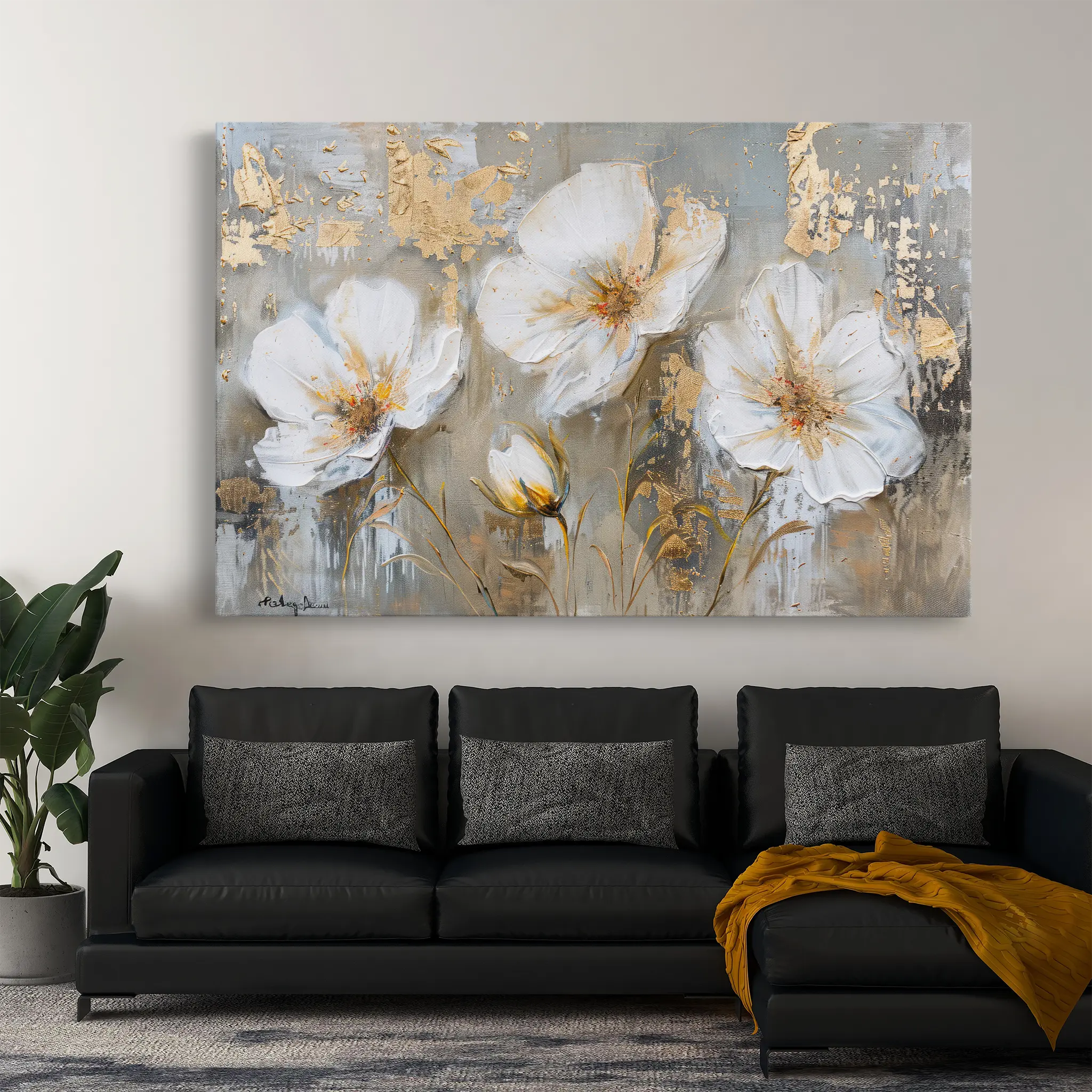 Floral Canvas Wall Art WAD459-F 90 x 60 cm / Stretched on hidden frame