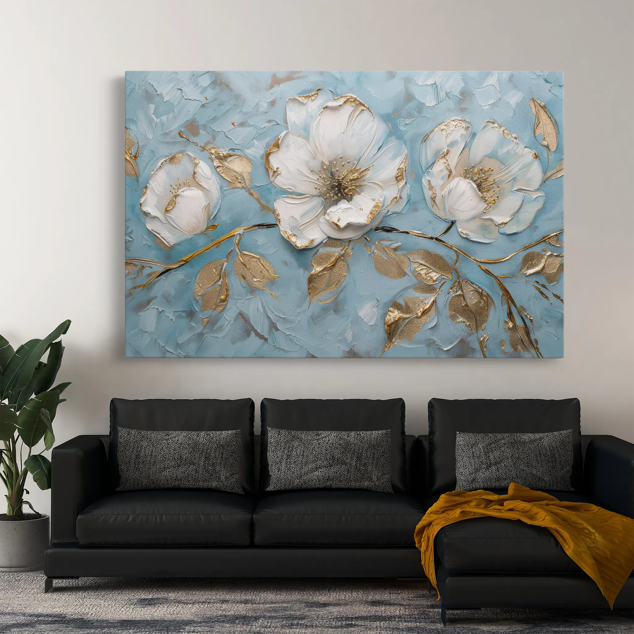 Floral Canvas Wall Art WAD466-F 90 x 60 cm / Stretched on hidden frame