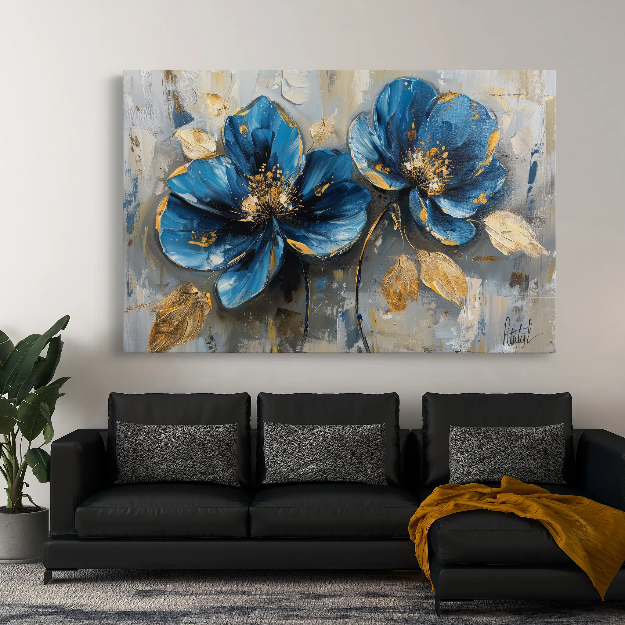 Floral Canvas Wall Art WAD476-F 90 x 60 cm / Stretched on hidden frame