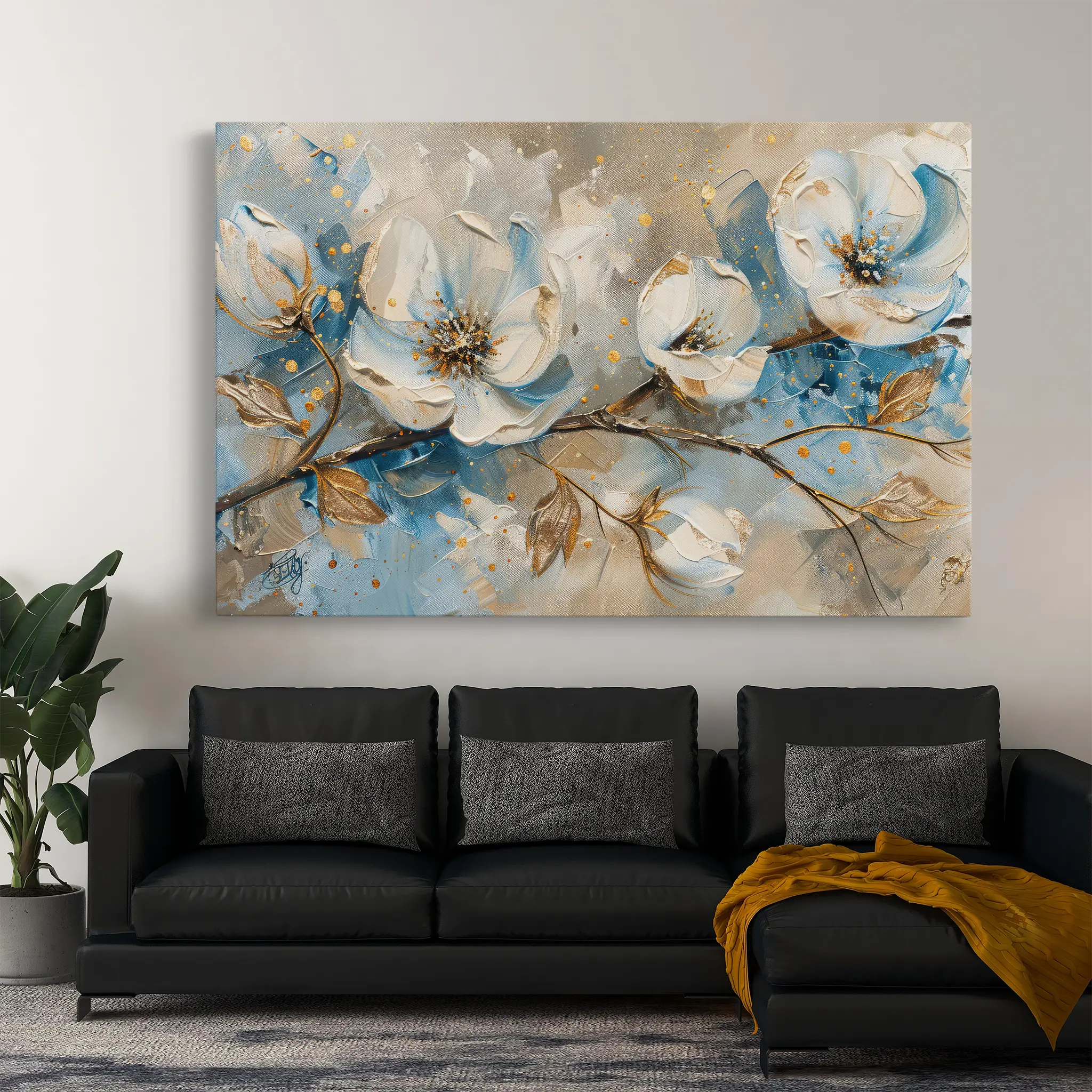 Floral Canvas Wall Art WAD477-F 90 x 60 cm / Stretched on hidden frame