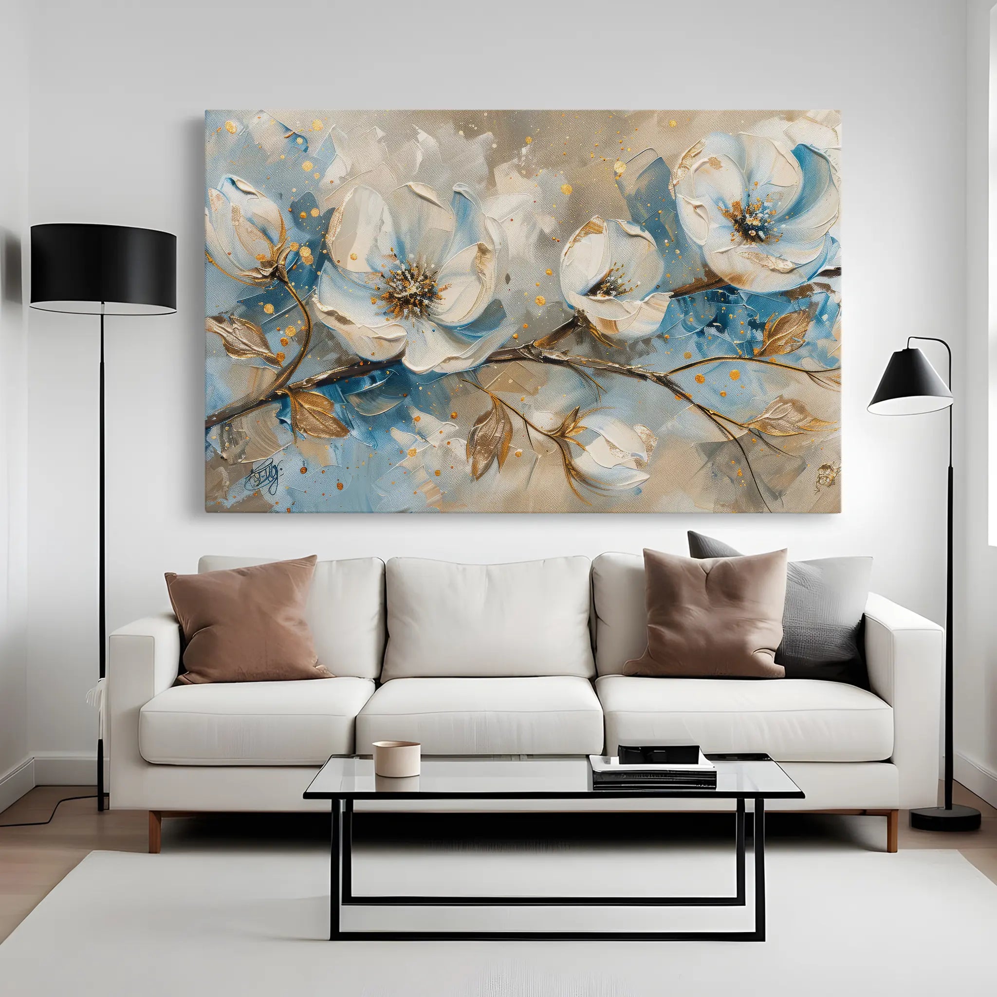 Floral Canvas Wall Art WAD477-F 90 x 60 cm / Stretched on hidden frame