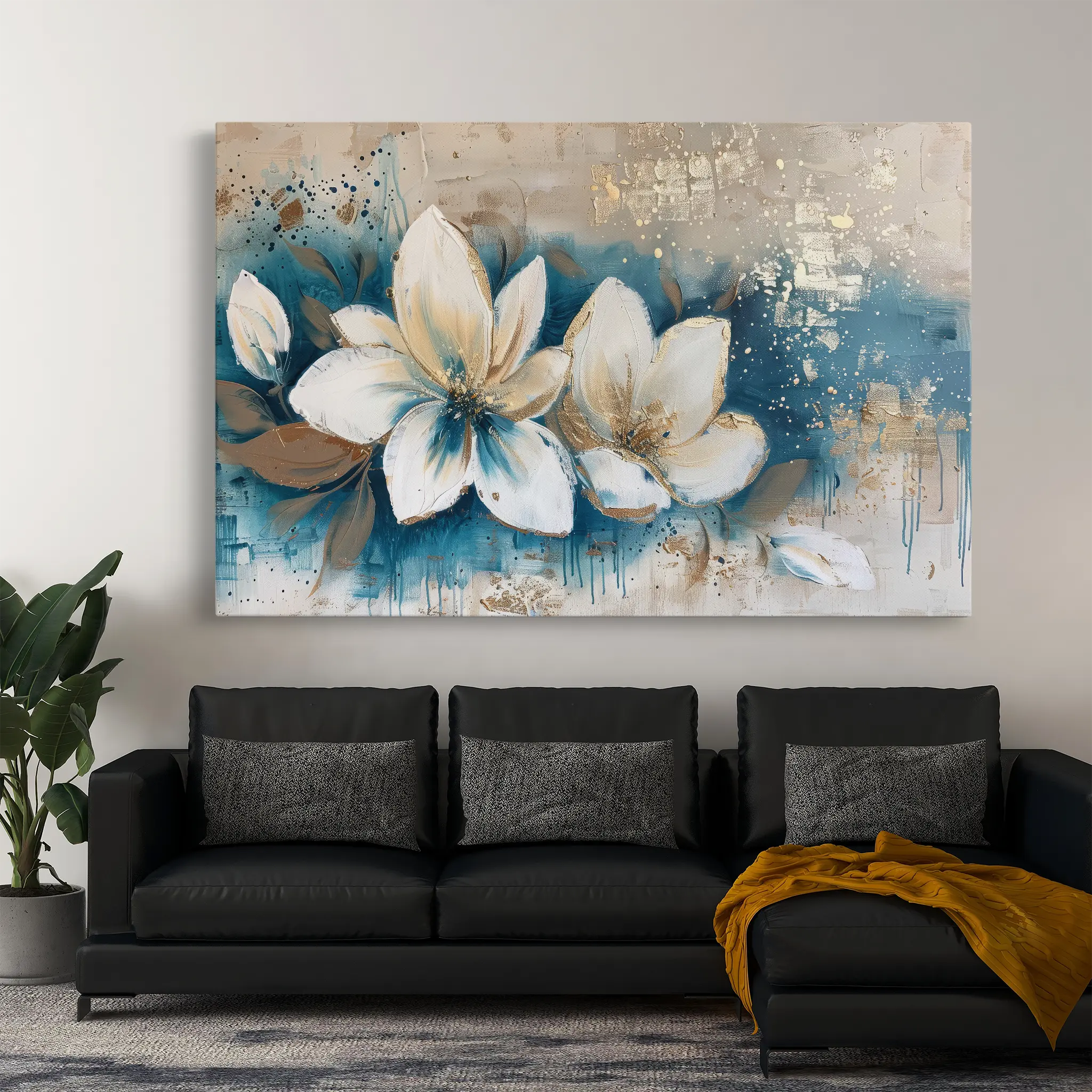 Floral Canvas Wall Art WAD479-F 90 x 60 cm / Stretched on hidden frame