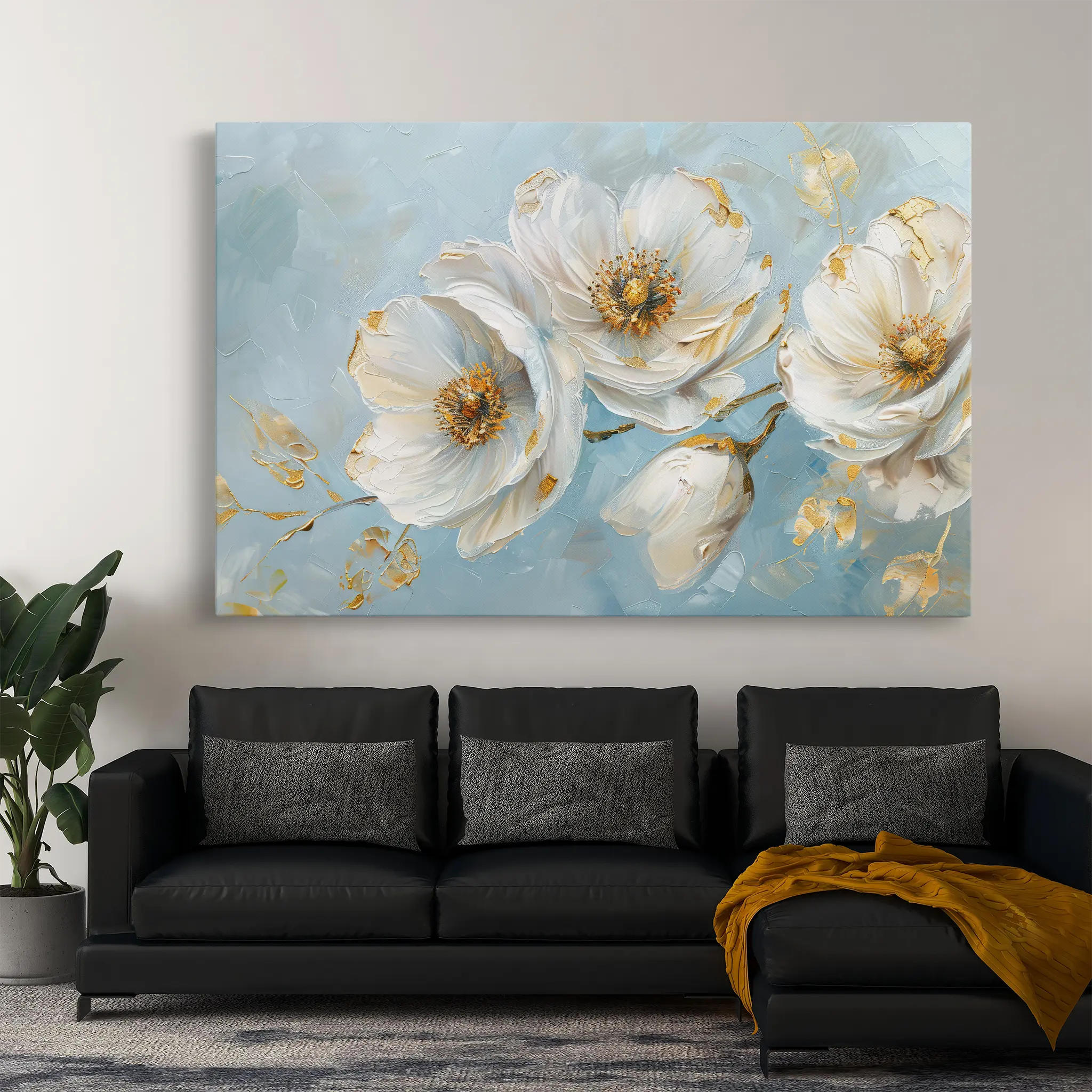 Floral Canvas Wall Art WAD487-F 90 x 60 cm / Stretched on hidden frame