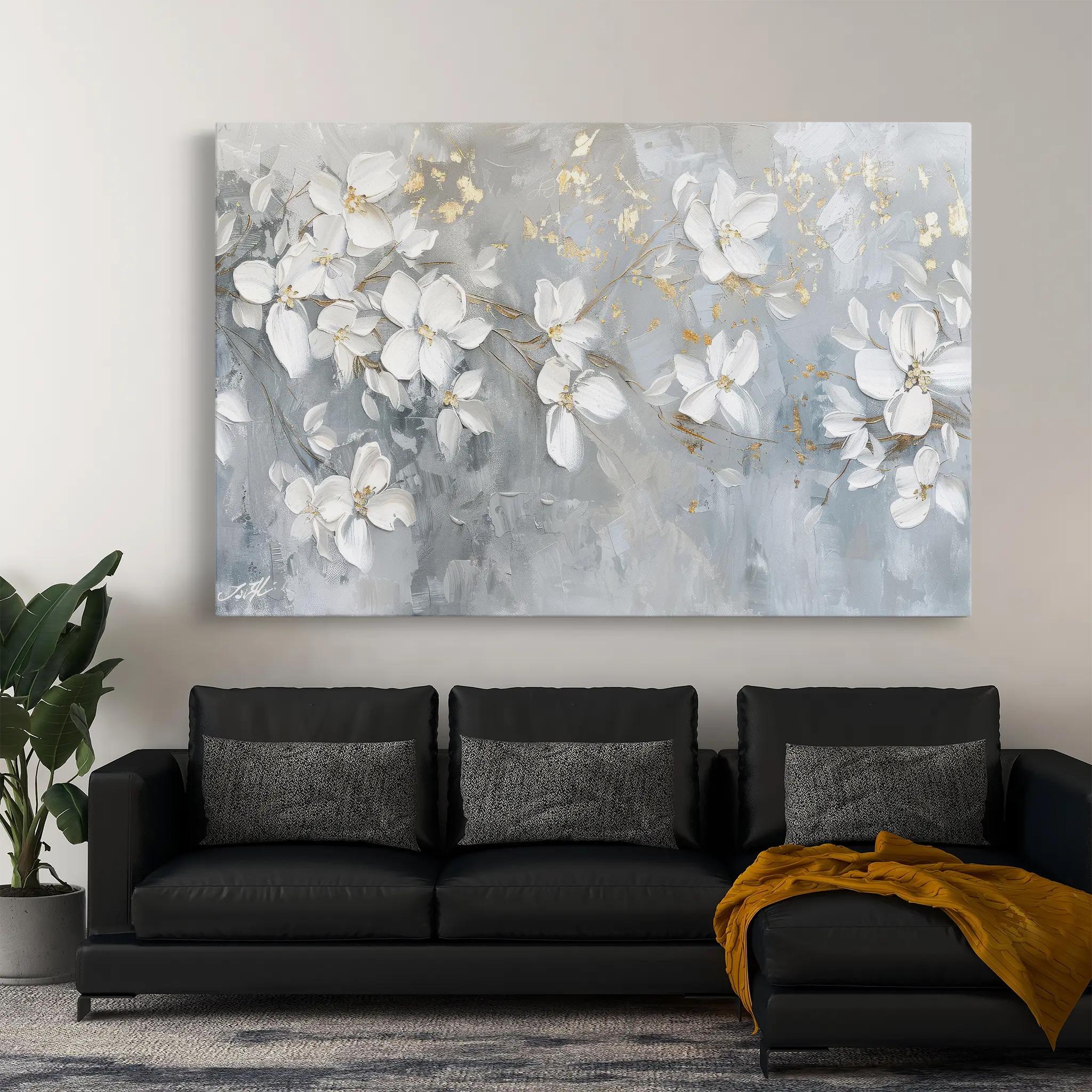 Floral Canvas Wall Art WAD490-F 90 x 60 cm / Stretched on hidden frame