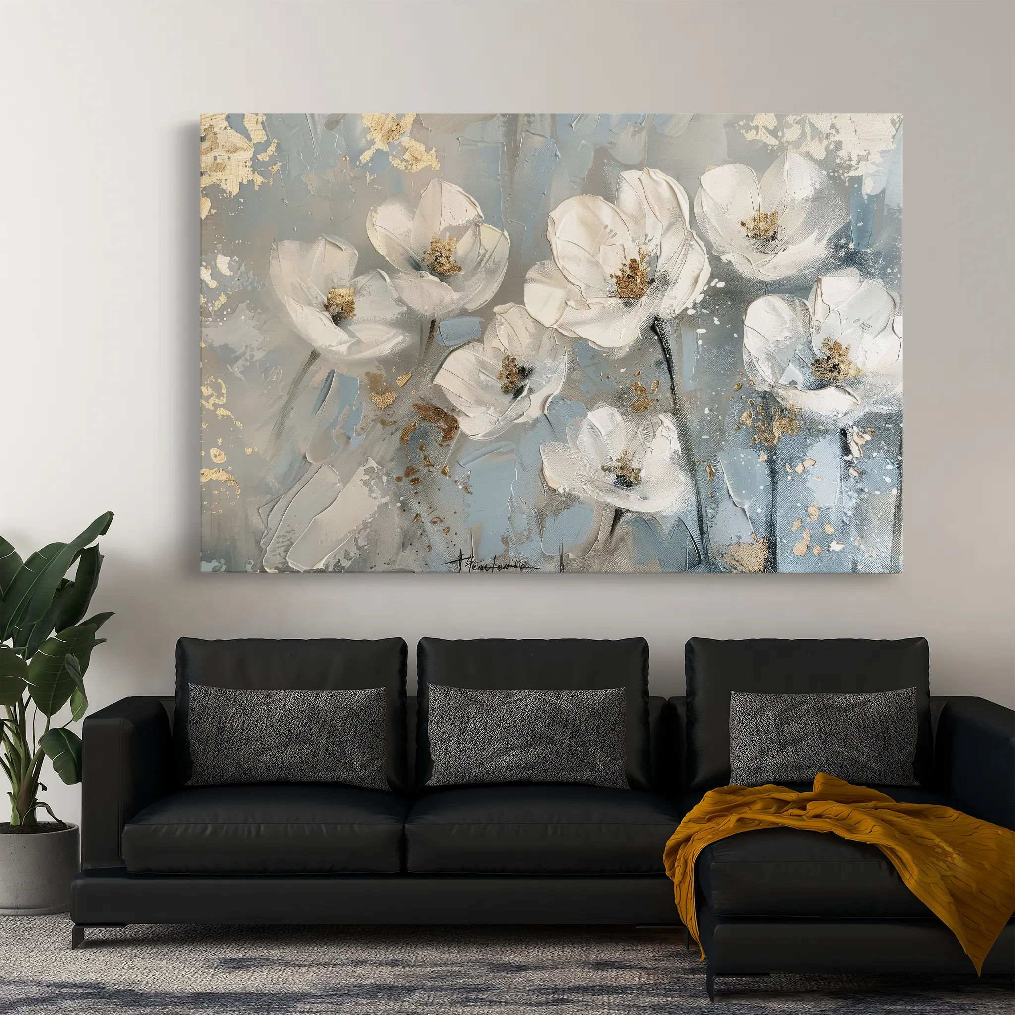 Floral Canvas Wall Art WAD491-F 90 x 60 cm / Stretched on hidden frame