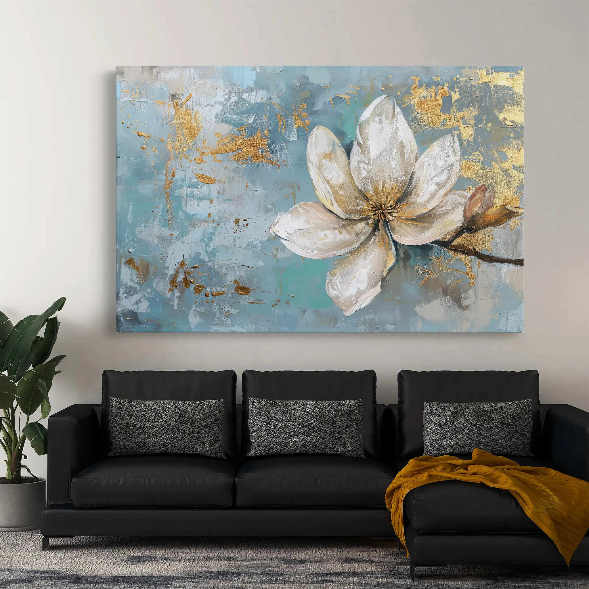 Floral Canvas Wall Art WAD494-F 90 x 60 cm / Stretched on hidden frame