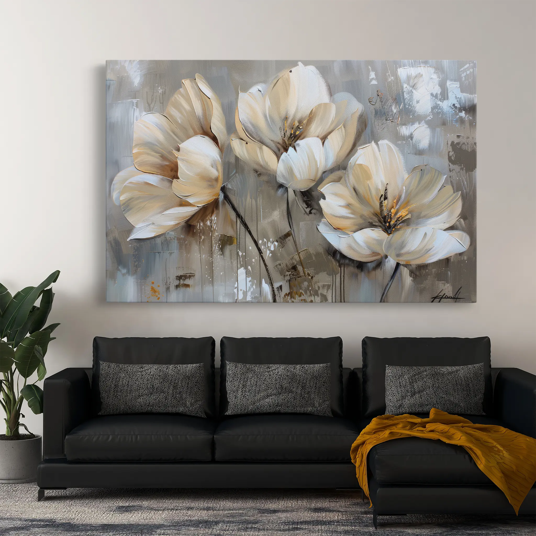 Floral Canvas Wall Art WAD498-F 90 x 60 cm / Stretched on hidden frame