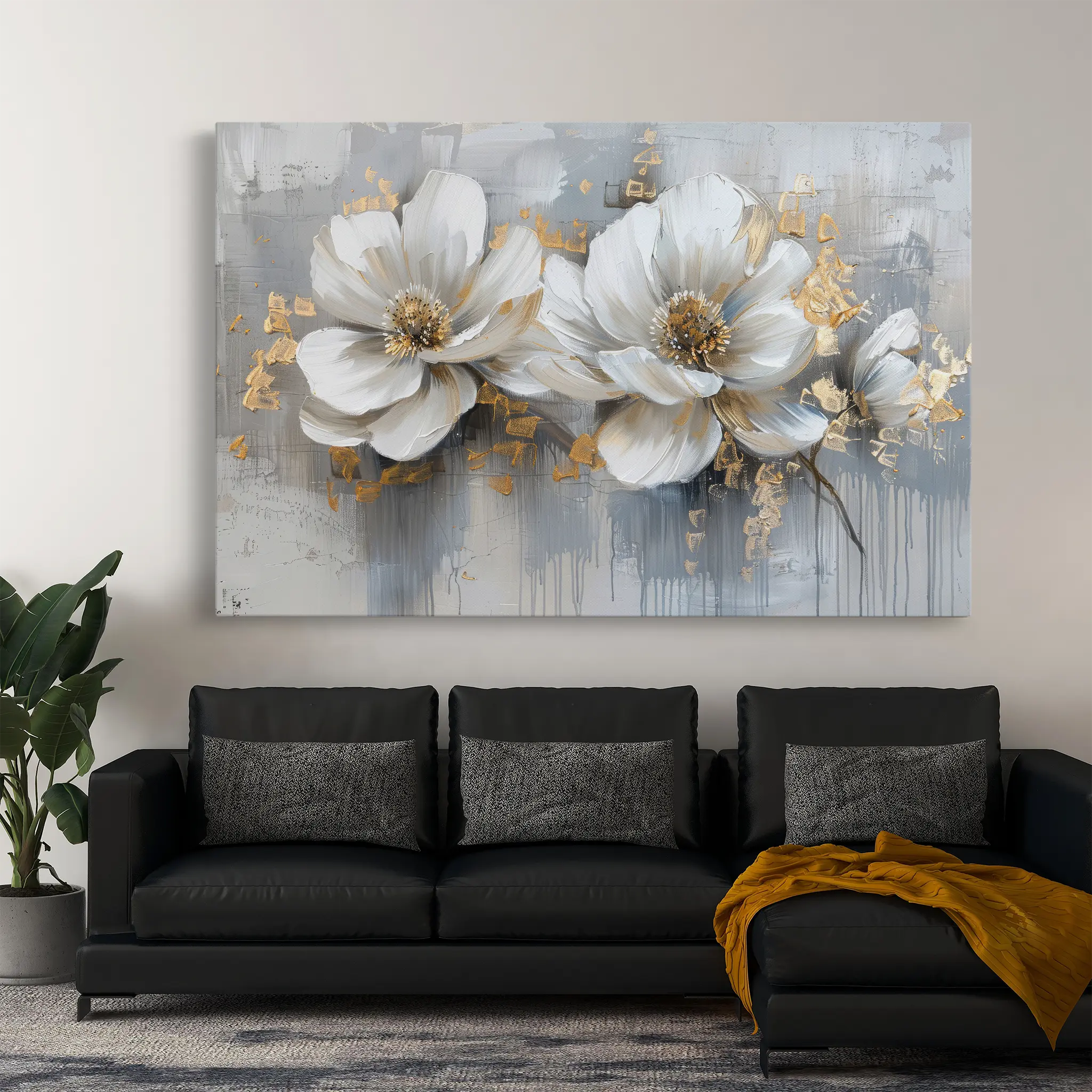 Floral Canvas Wall Art WAD499-F 90 x 60 cm / Stretched on hidden frame