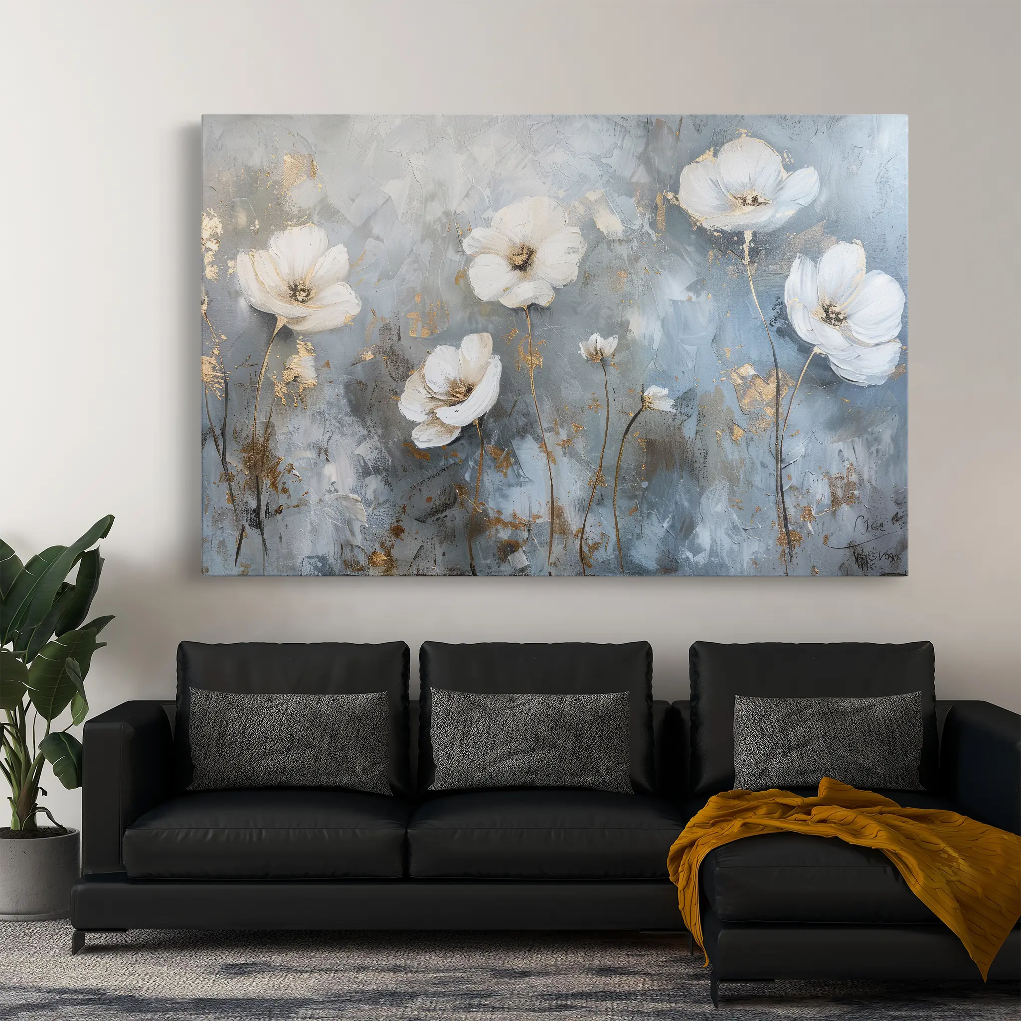 Floral Canvas Wall Art WAD509-F 90 x 60 cm / Stretched on hidden frame