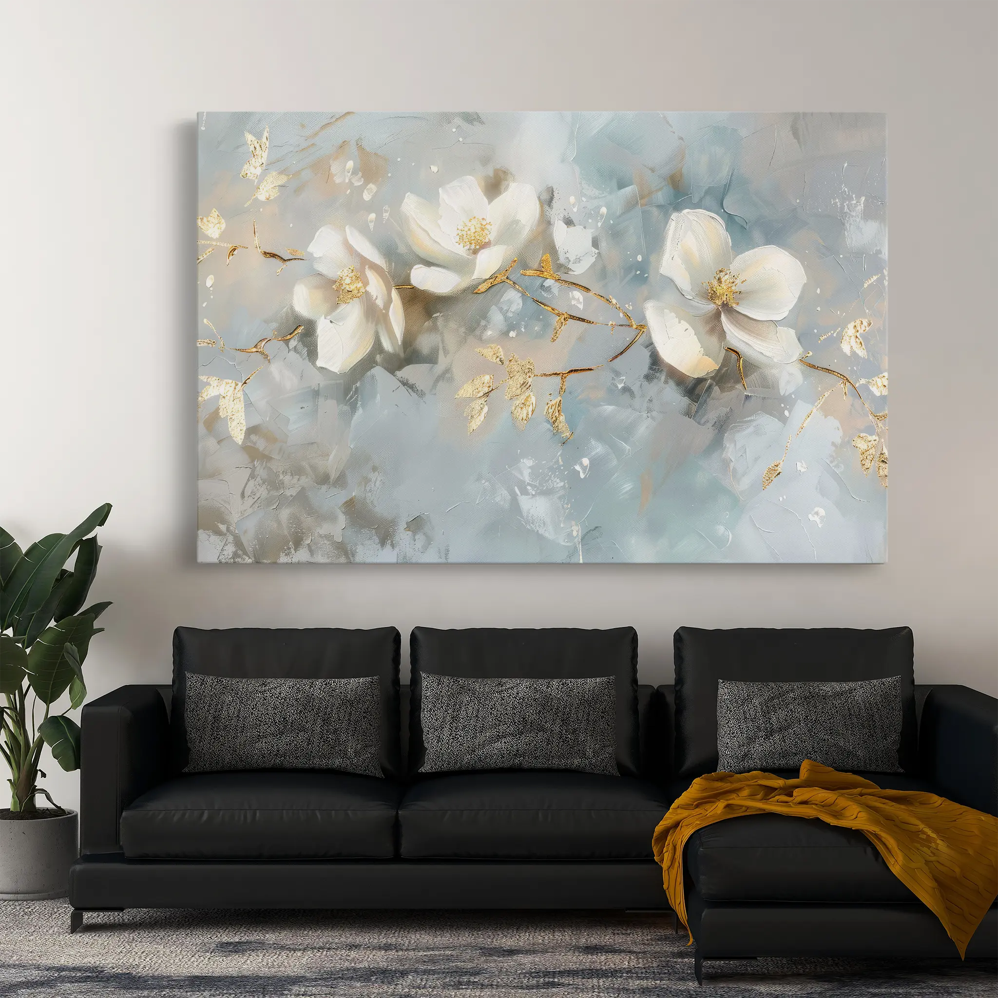 Floral Canvas Wall Art WAD512-F 90 x 60 cm / Stretched on hidden frame