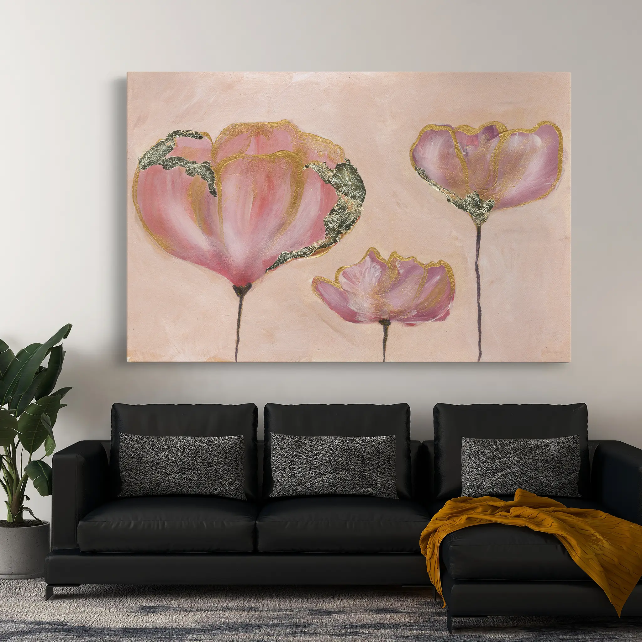 Floral Canvas Wall Art WAD519-F 90 x 60 cm / Stretched on hidden frame