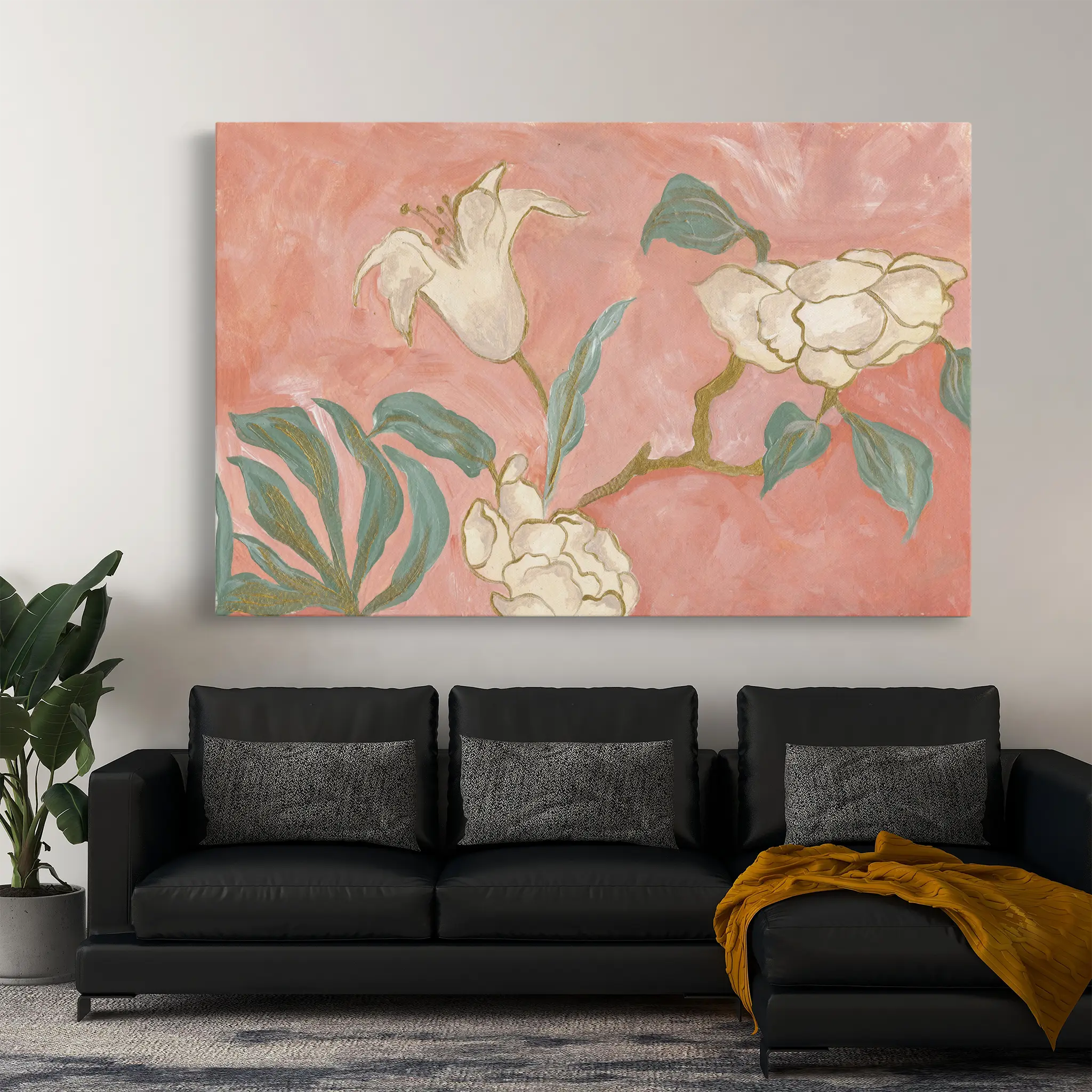 Floral Canvas Wall Art WAD524-F 90 x 60 cm / Stretched on hidden frame