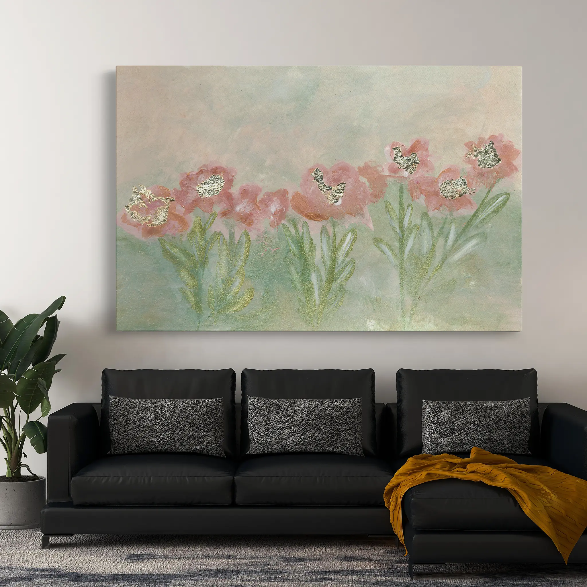 Floral Canvas Wall Art WAD537-F 90 x 60 cm / Stretched on hidden frame