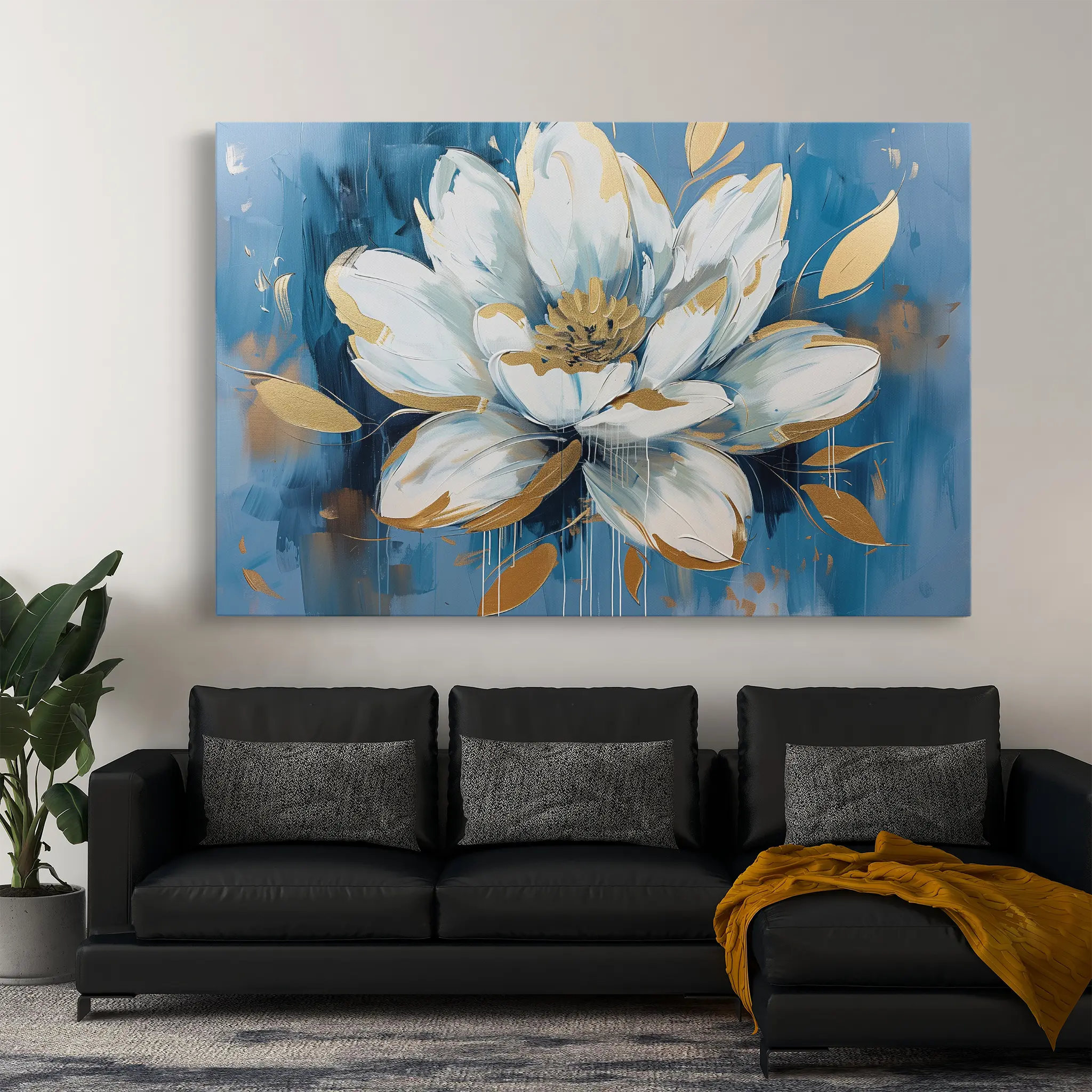 Floral Canvas Wall Art WAD544-F 90 x 60 cm / Stretched on hidden frame