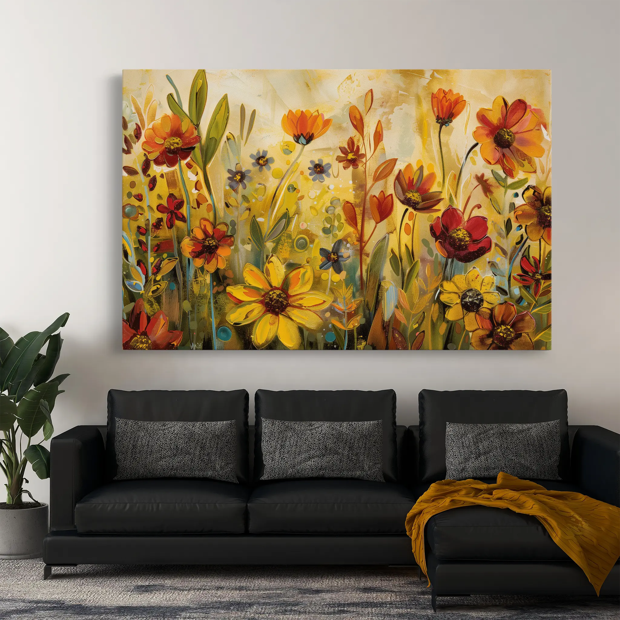 Floral Canvas Wall Art WAD545-F 90 x 60 cm / Stretched on hidden frame