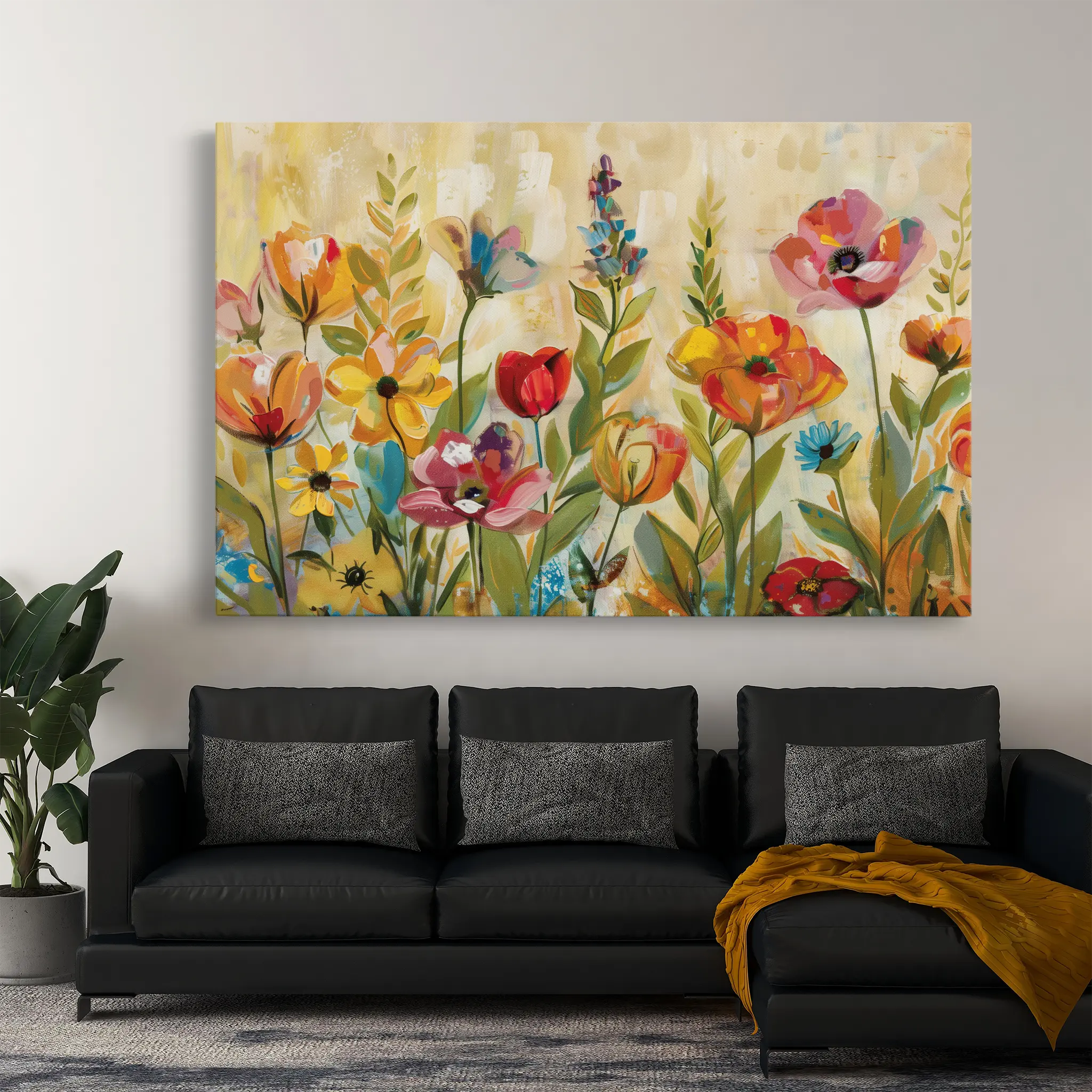 Floral Canvas Wall Art WAD546-F 90 x 60 cm / Stretched on hidden frame