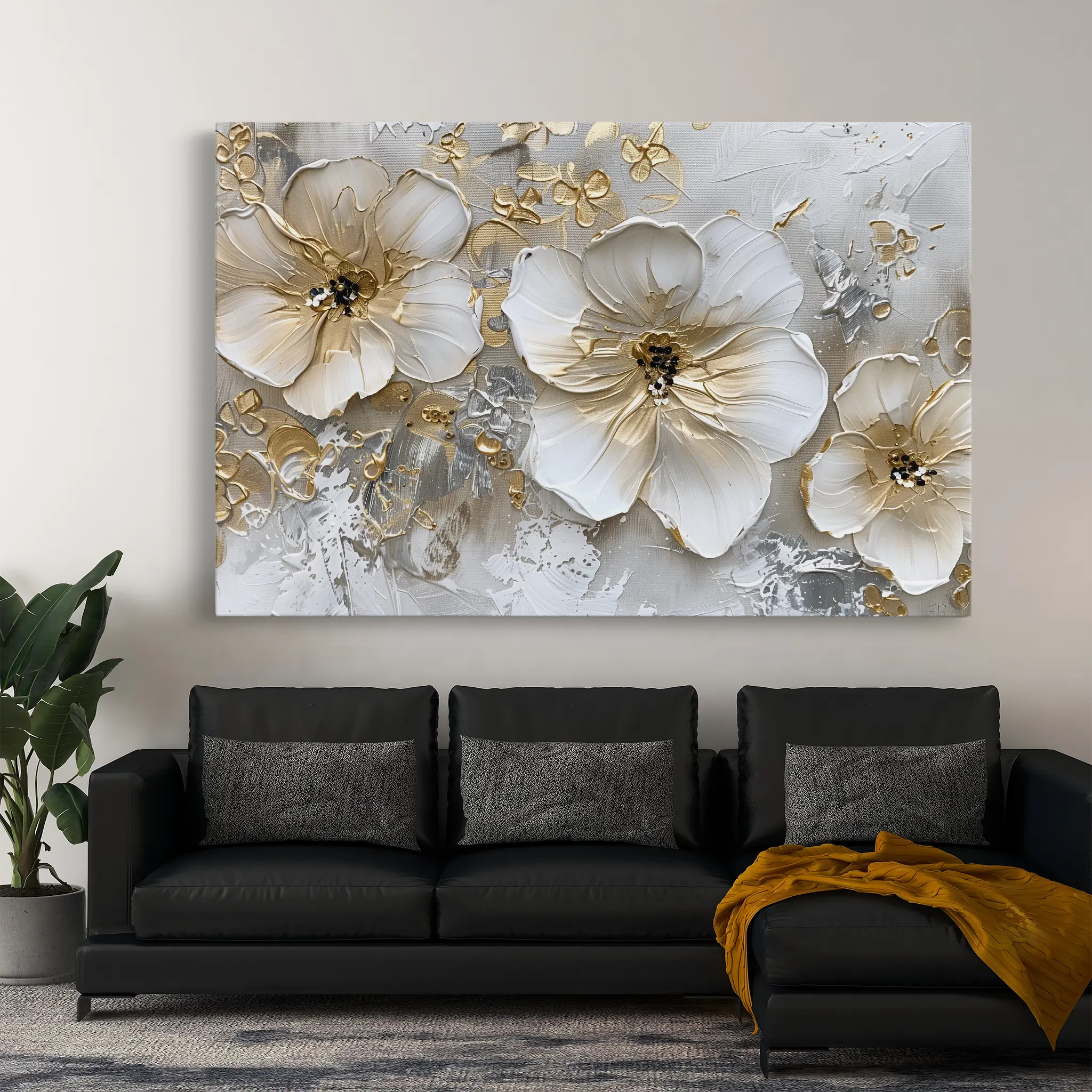 Floral Canvas Wall Art WAD555-F 90 x 60 cm / Stretched on hidden frame