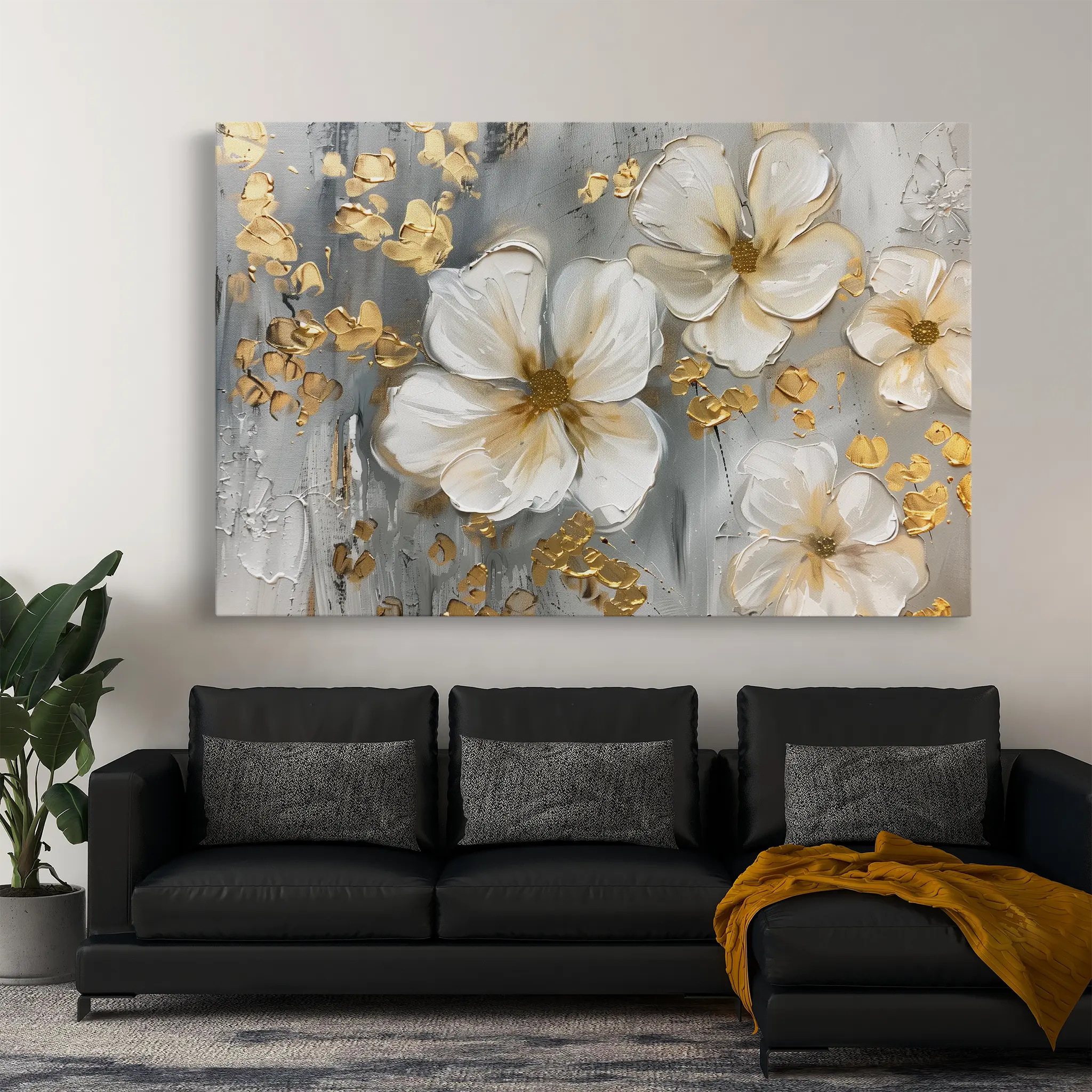 Floral Canvas Wall Art WAD556-F 90 x 60 cm / Stretched on hidden frame