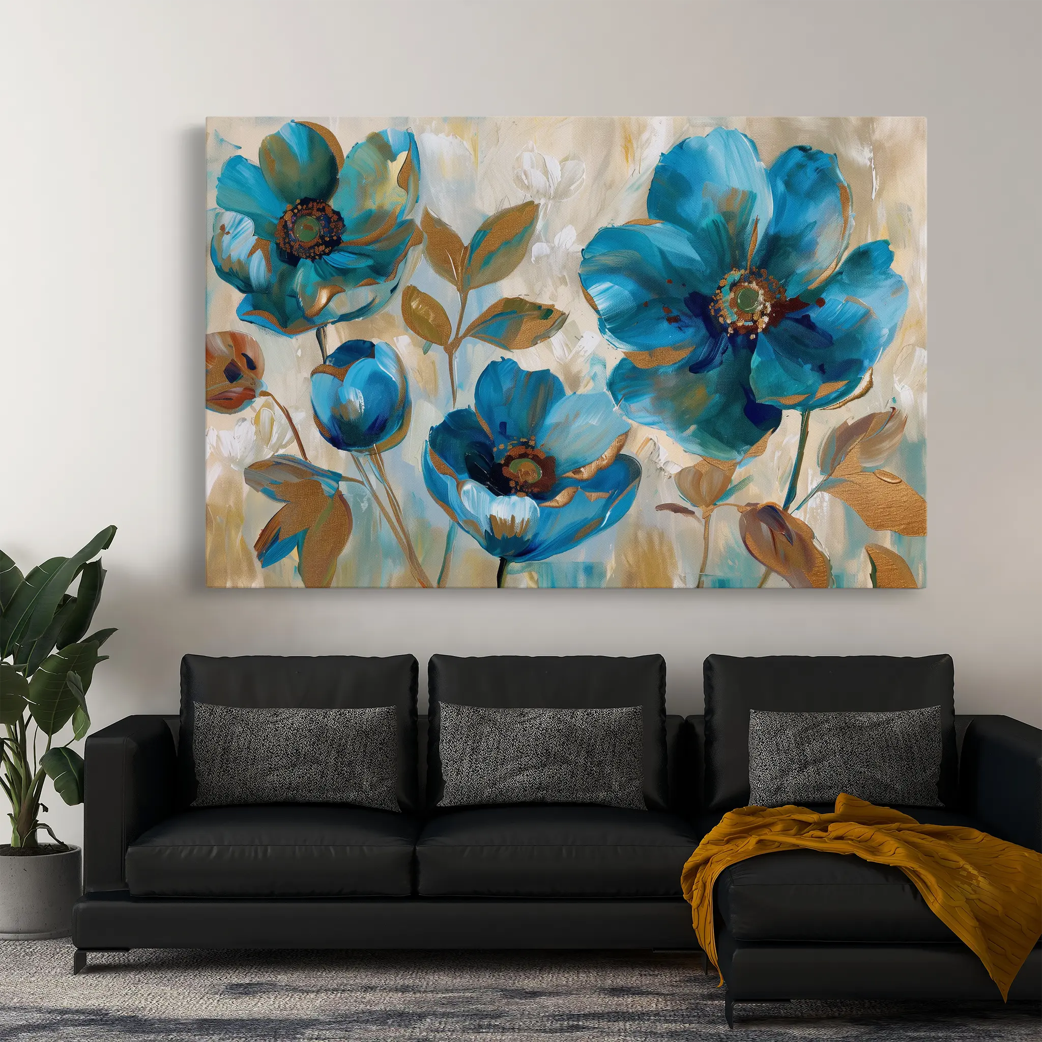 Floral Canvas Wall Art WAD569-F 90 x 60 cm / Stretched on hidden frame