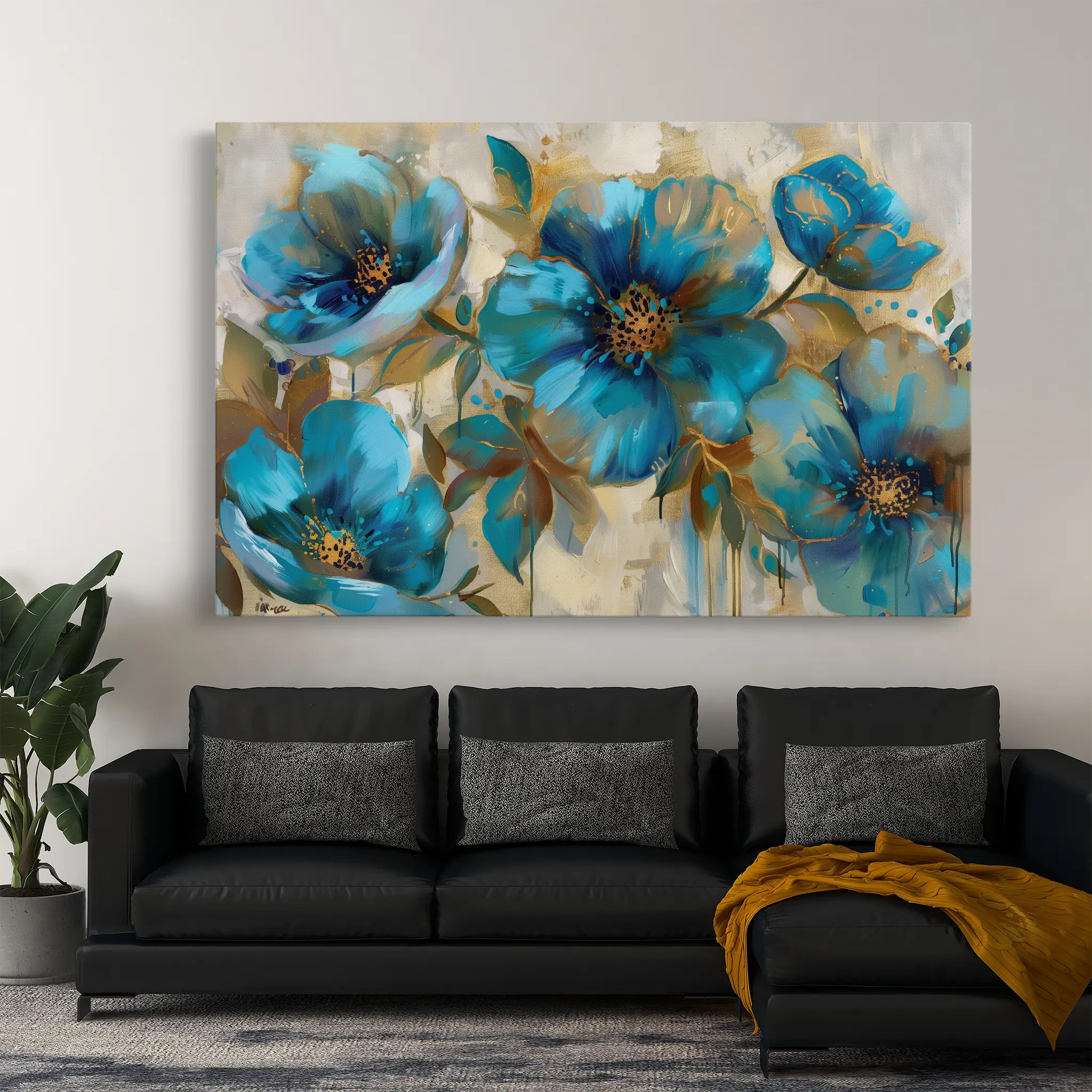 Floral Canvas Wall Art WAD570-F 90 x 60 cm / Stretched on hidden frame