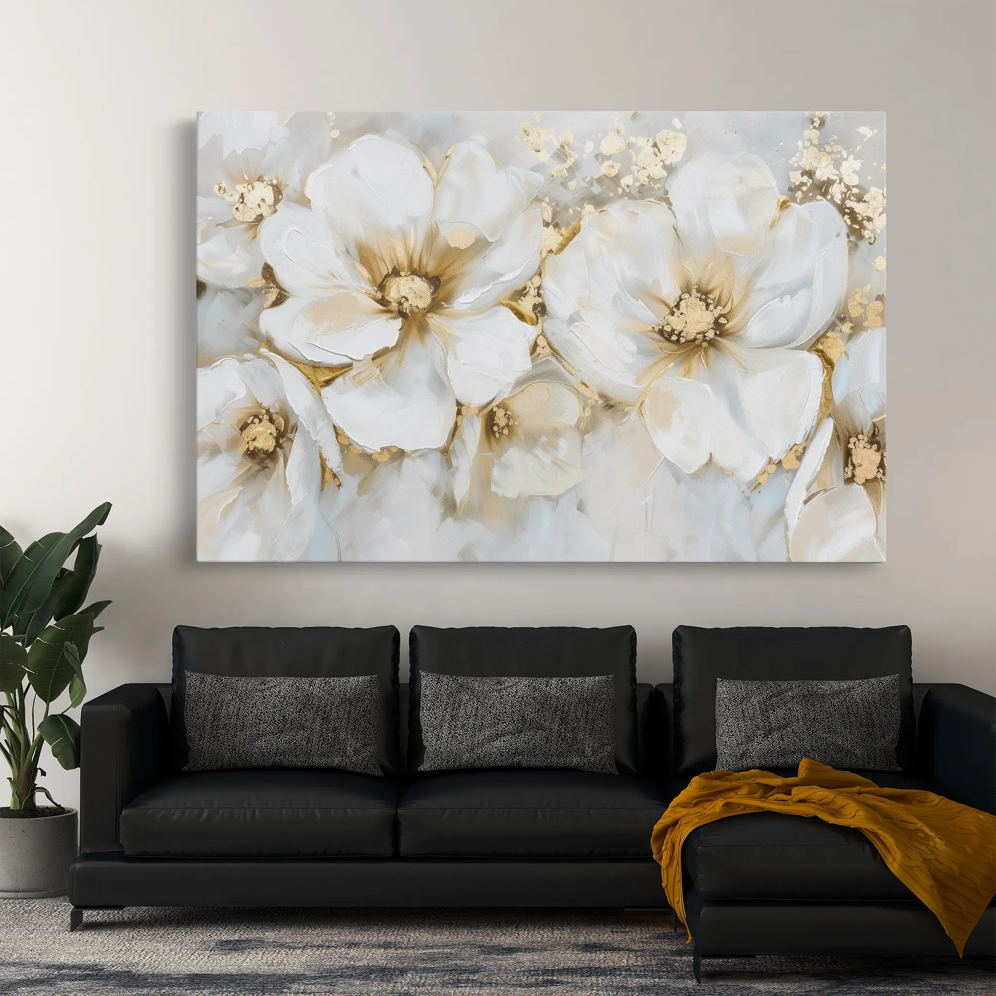 Floral Canvas Wall Art WAD571-F 90 x 60 cm / Stretched on hidden frame