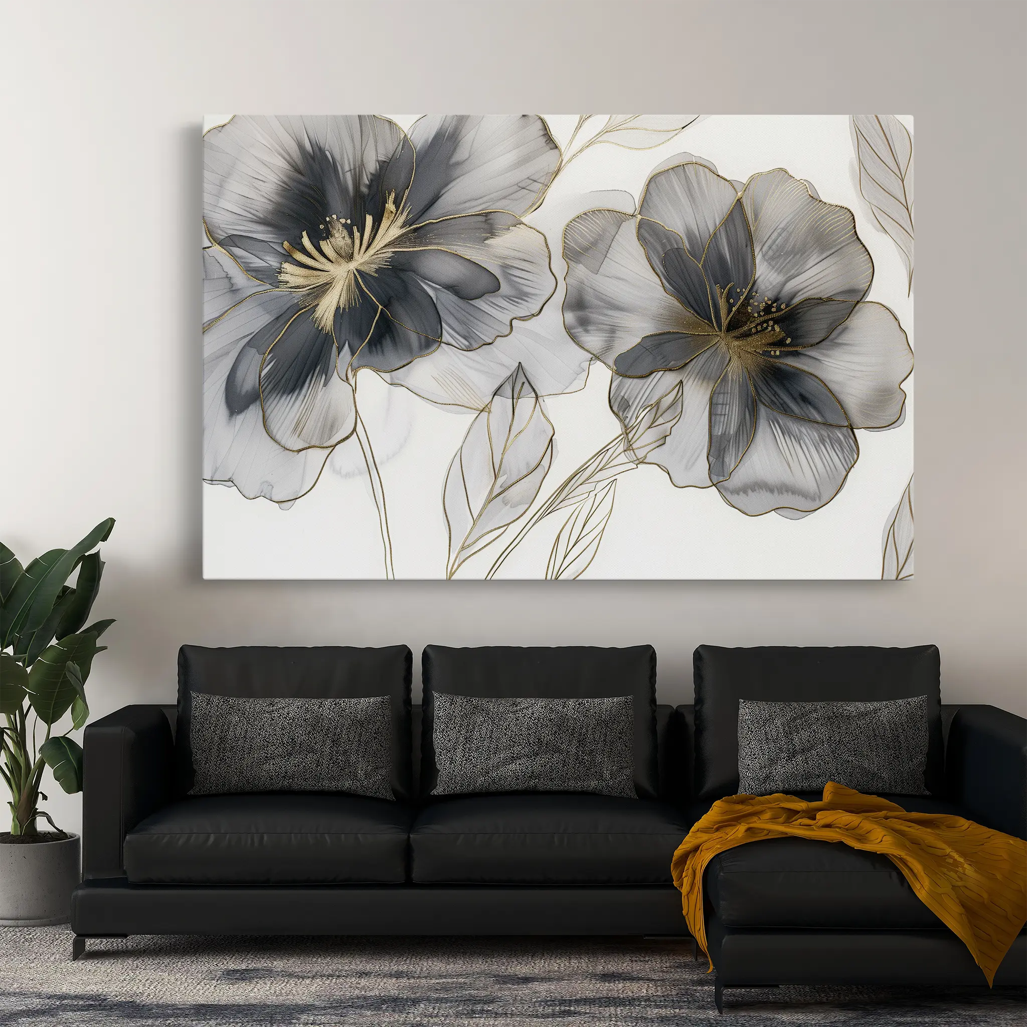 Floral Canvas Wall Art WAD573-F 90 x 60 cm / Stretched on hidden frame