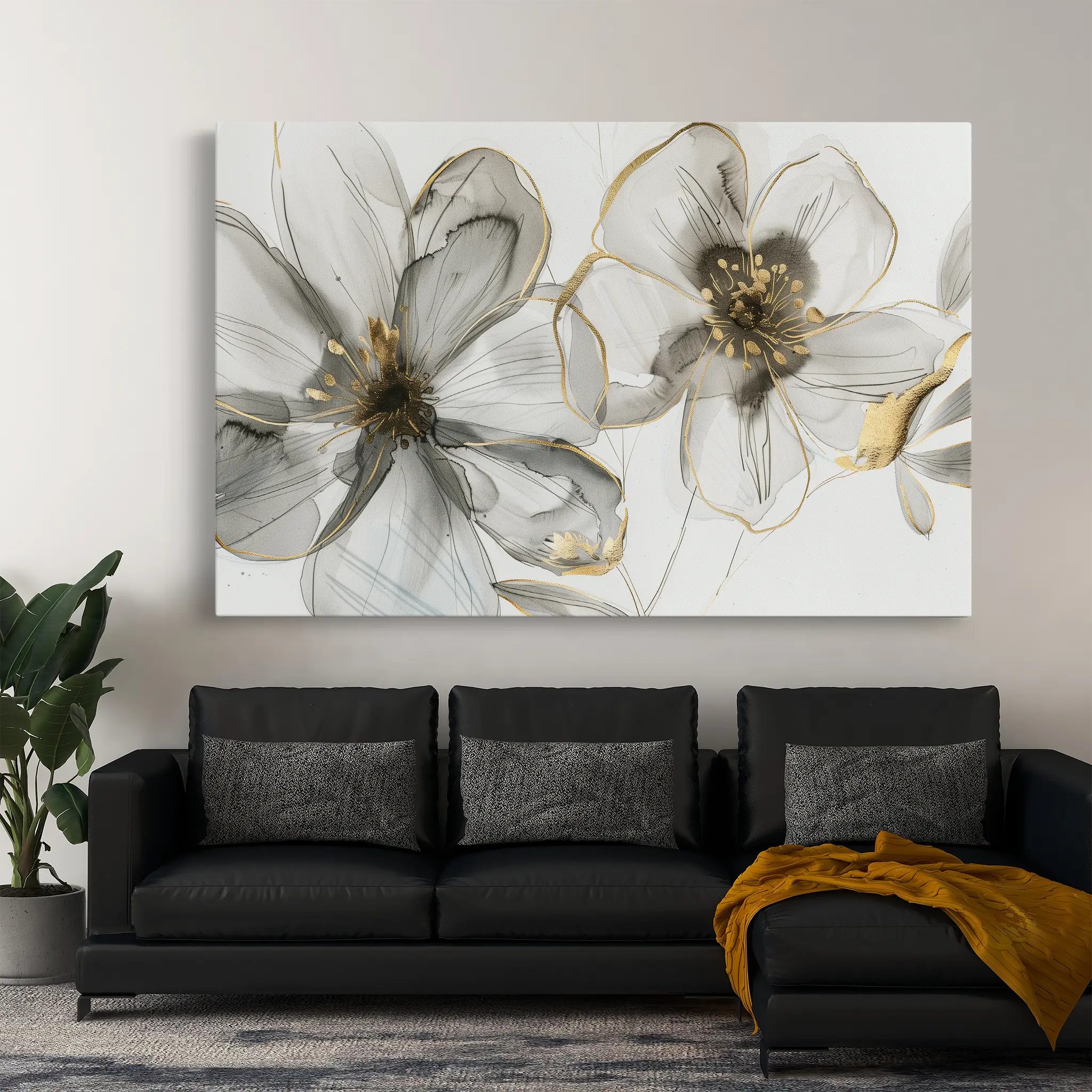 Floral Canvas Wall Art WAD574-F 90 x 60 cm / Stretched on hidden frame