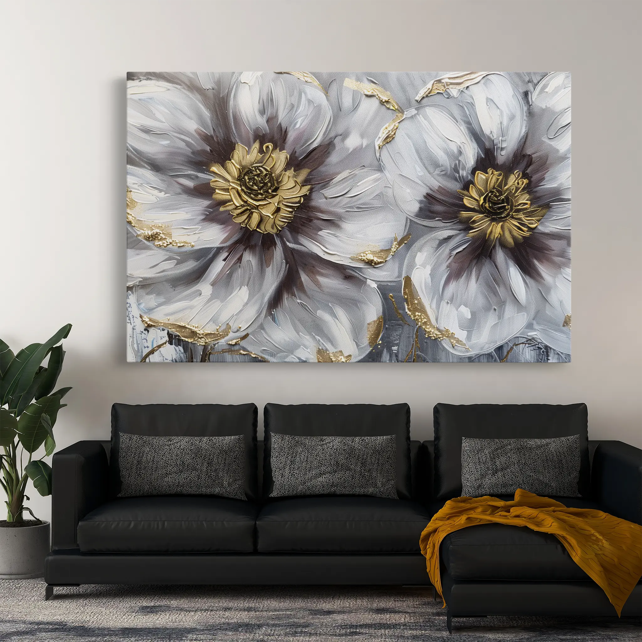 Floral Canvas Wall Art WAD581-F 90 x 60 cm / Stretched on hidden frame