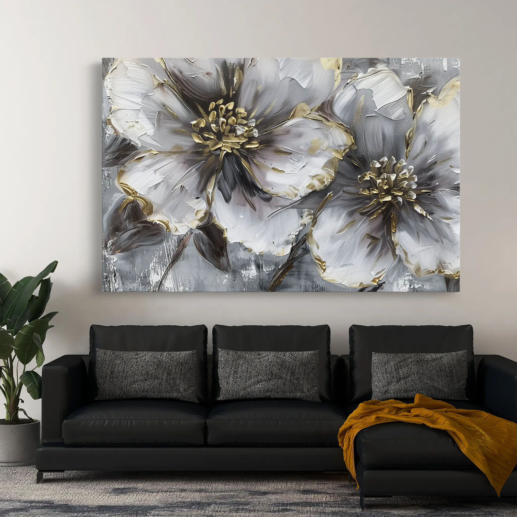 Floral Canvas Wall Art WAD582-F 90 x 60 cm / Stretched on hidden frame