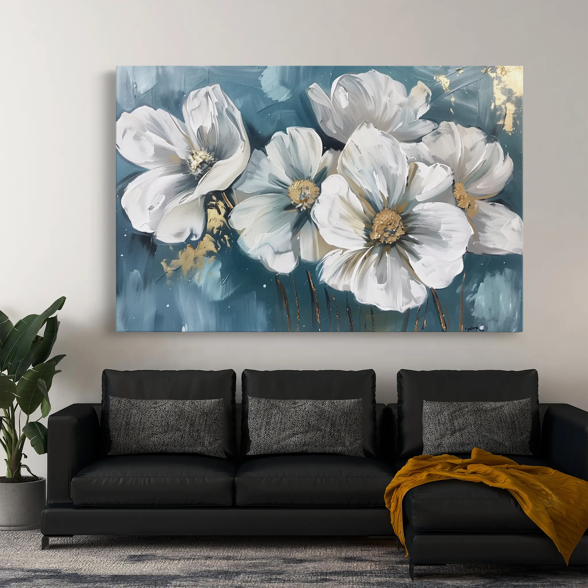 Floral Canvas Wall Art WAD587-F 90 x 60 cm / Stretched on hidden frame