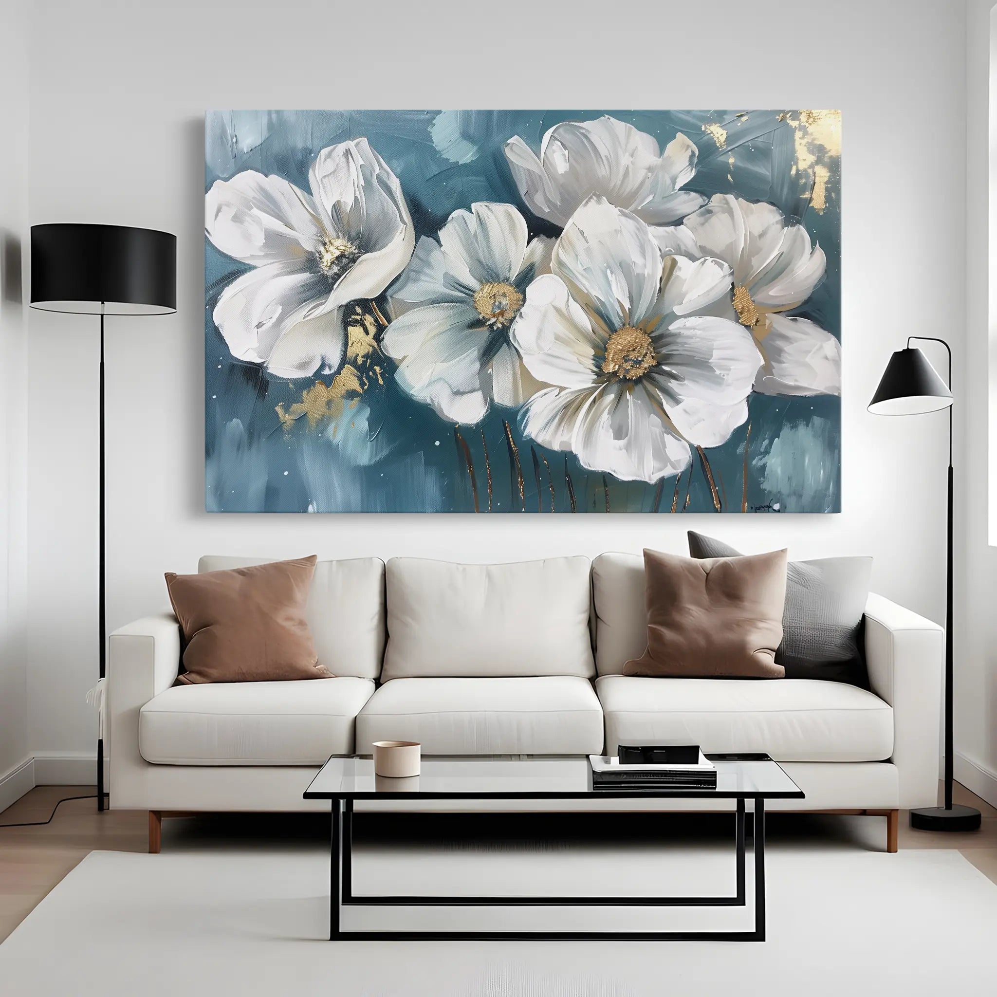 Floral Canvas Wall Art WAD587-F 90 x 60 cm / Stretched on hidden frame