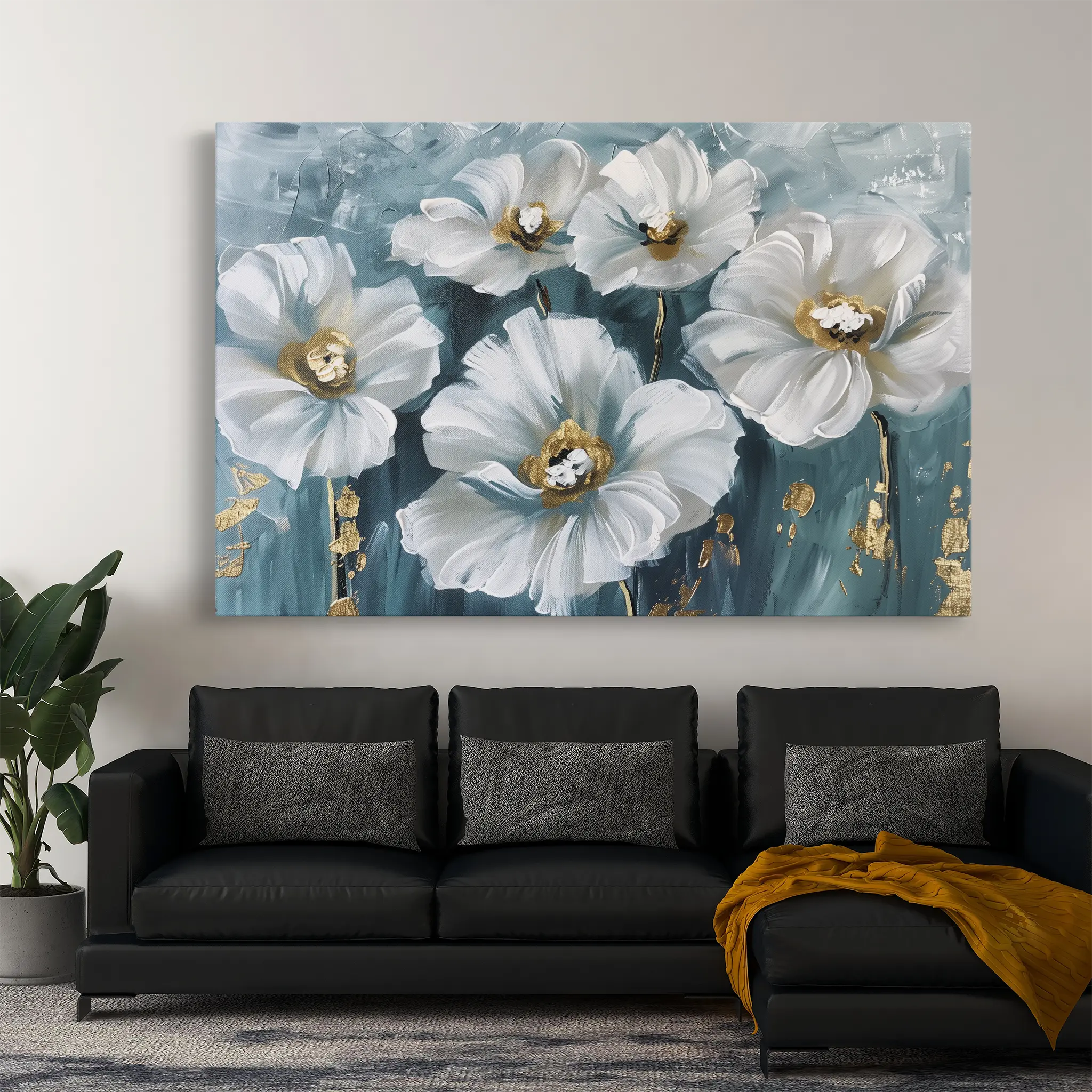 Floral Canvas Wall Art WAD588-F 90 x 60 cm / Stretched on hidden frame