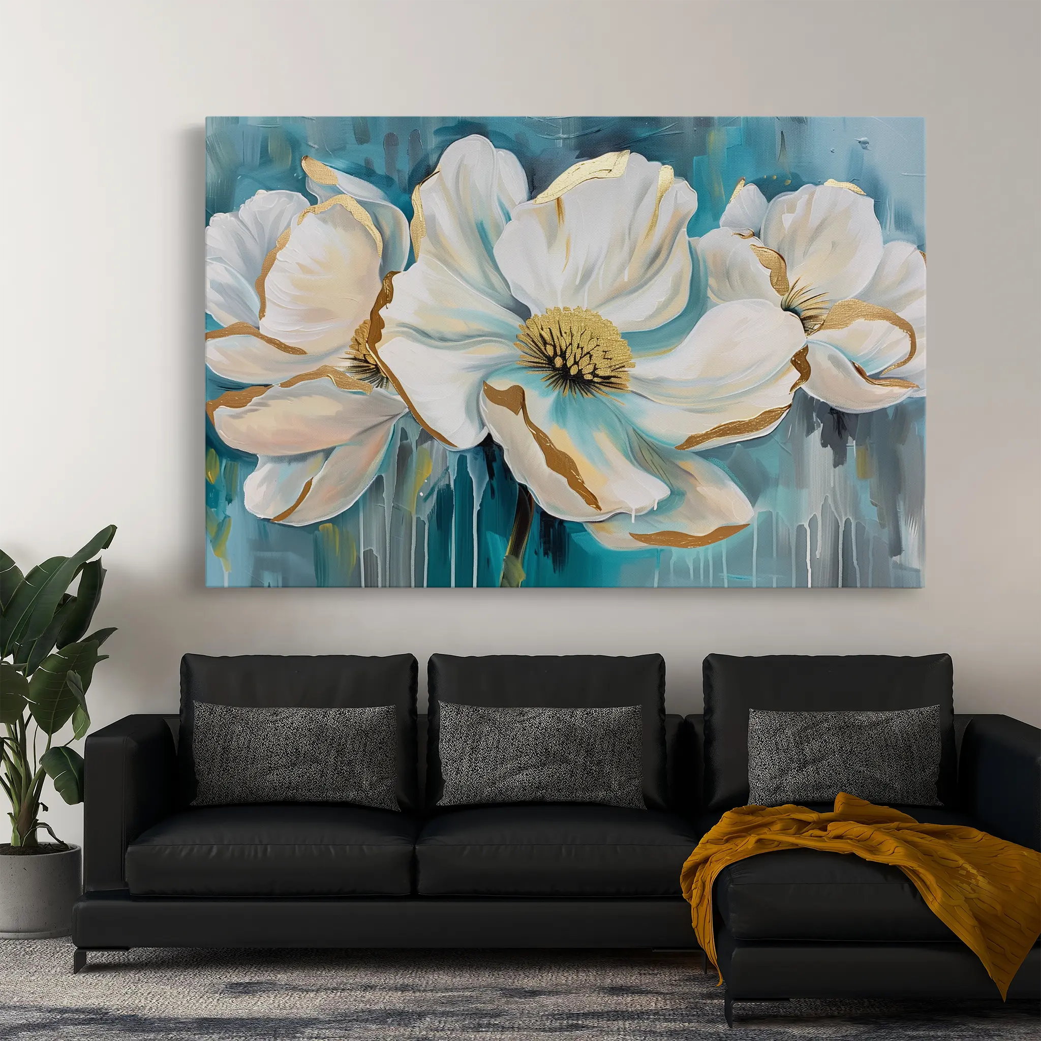 Floral Canvas Wall Art WAD589-F 90 x 60 cm / Stretched on hidden frame